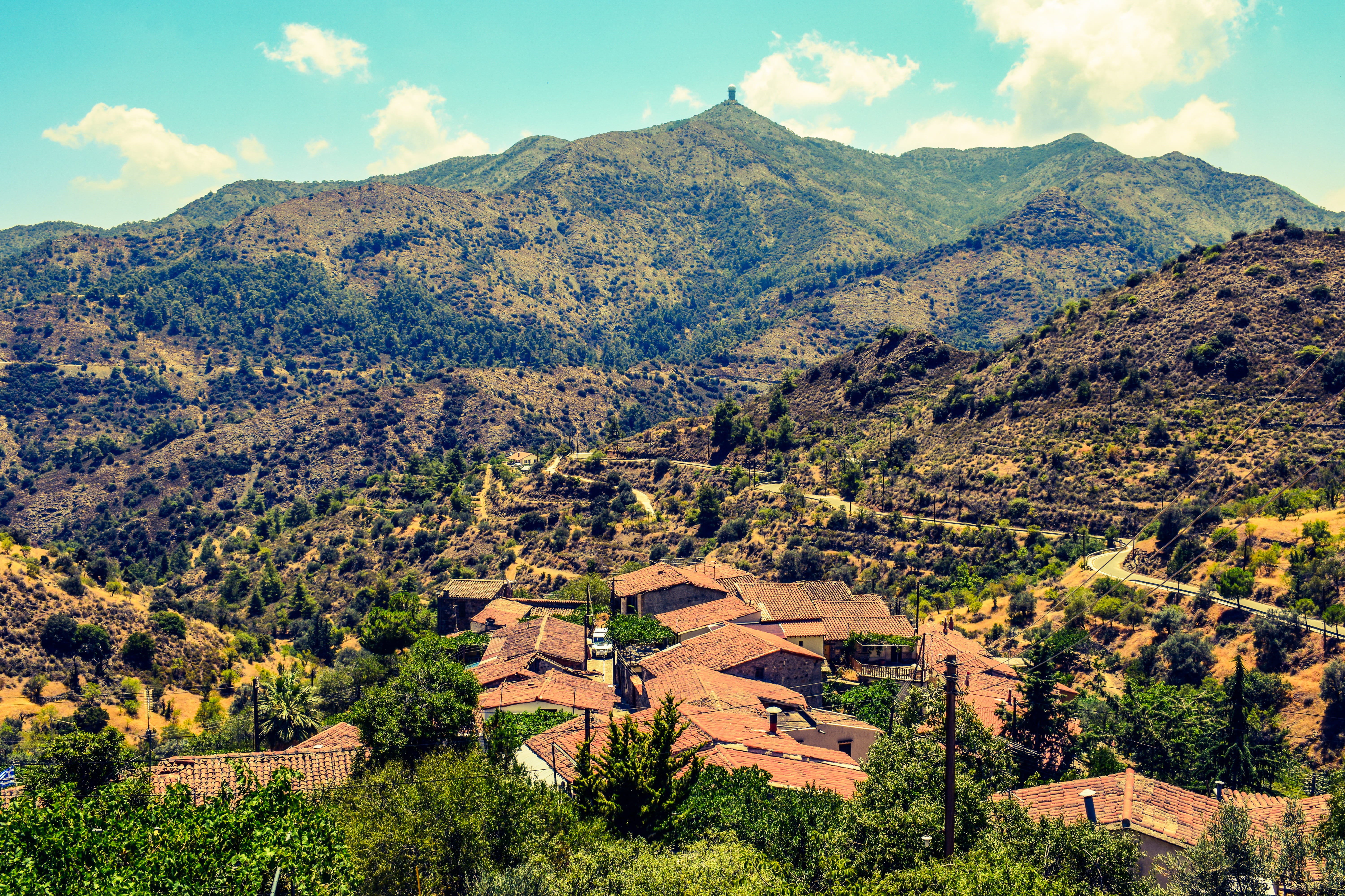 mediterranean, mountain, nicosia district, no people, outdoors, environment, community, idyllic, scenery, architecture, tranquil scene, countryside, cloud - sky, HD Wallpaper