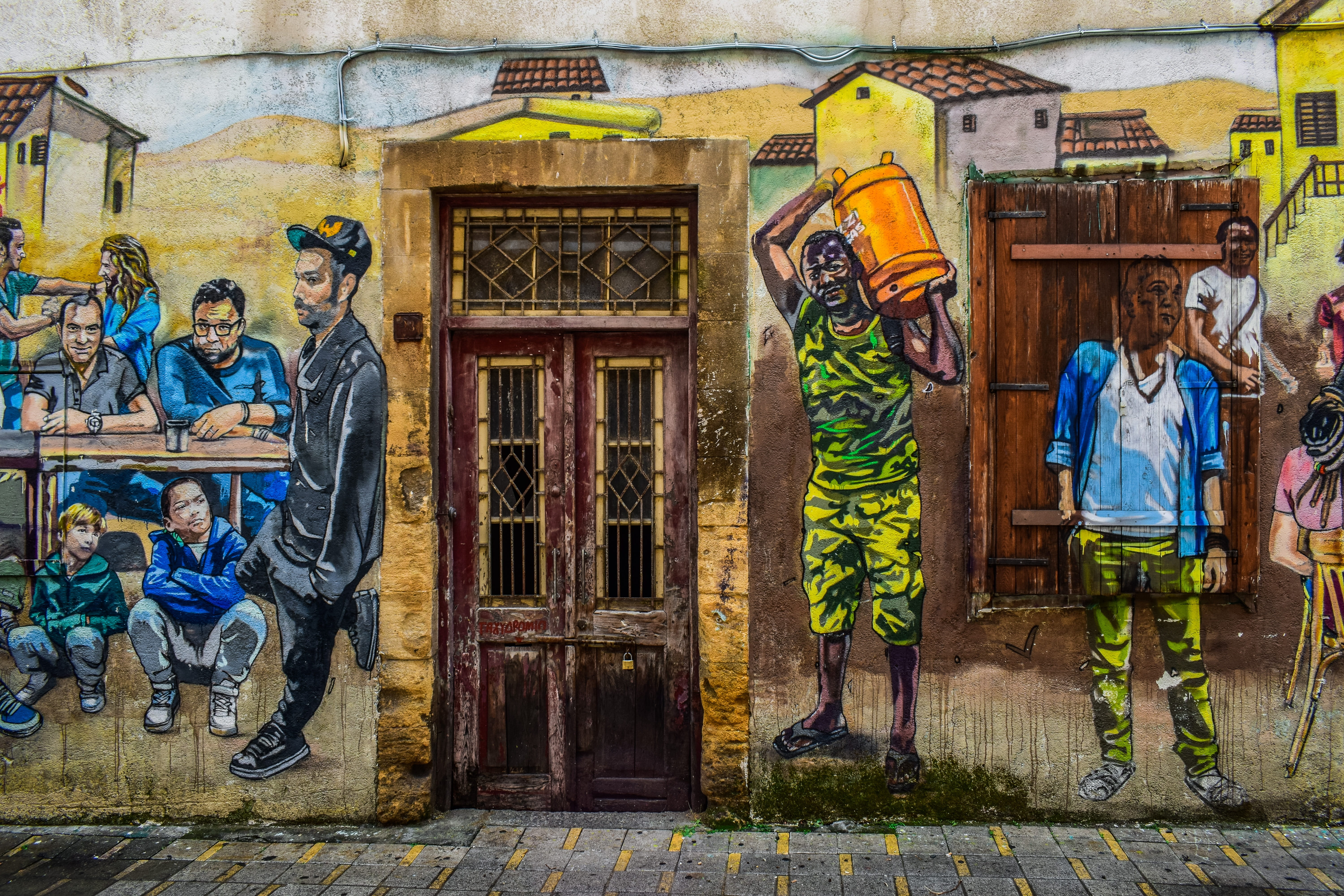 building exterior, wall - building feature, culture, art, landscape, graffiti, male likeness, human representation, 5K, city, multi colored, people, creativity, HD Wallpaper