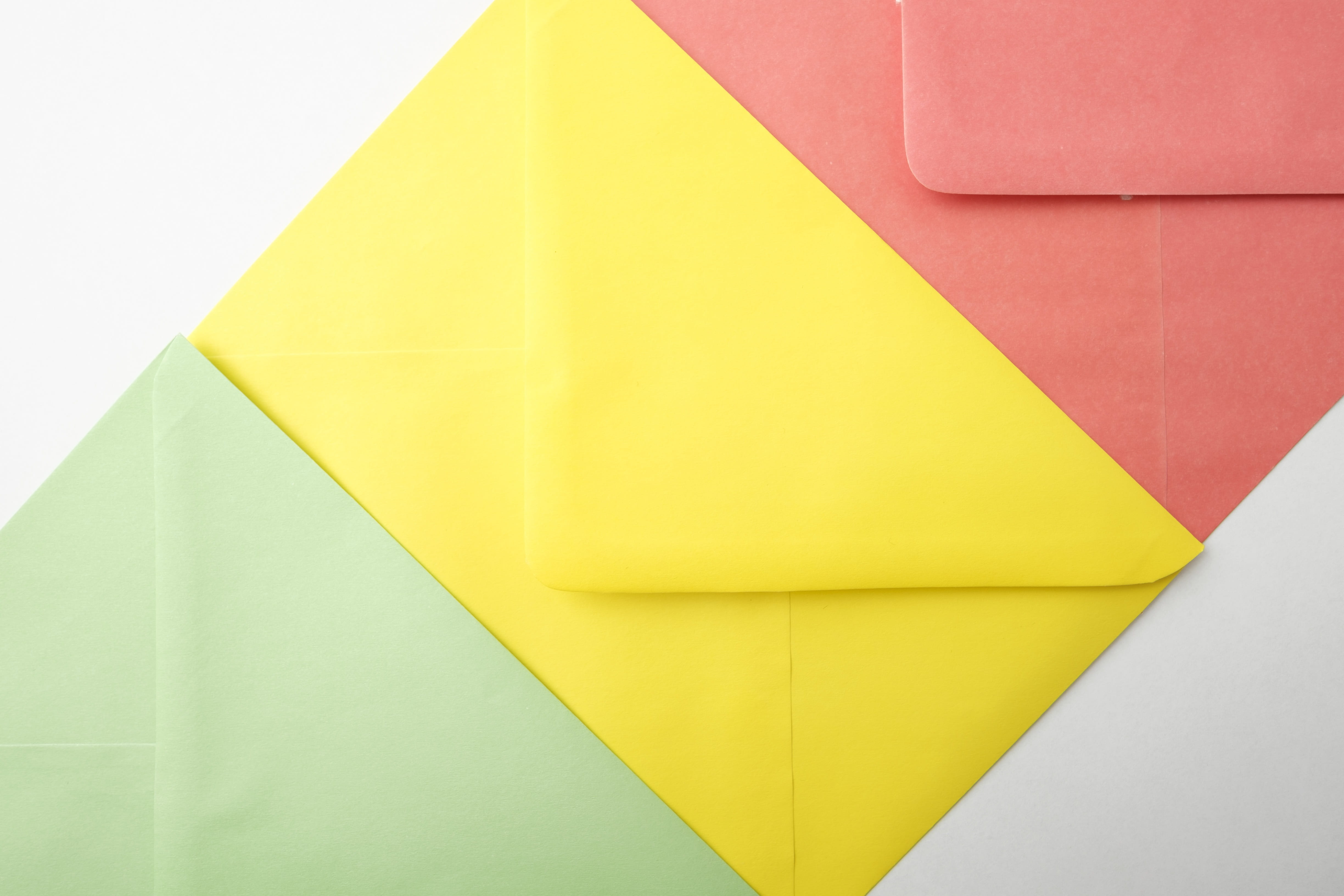 congratulations, paper, colorful, pattern, high angle view, three, 4K, studio shot, the envelope, surface, letter, yellow, envelopes, material, craft, HD Wallpaper