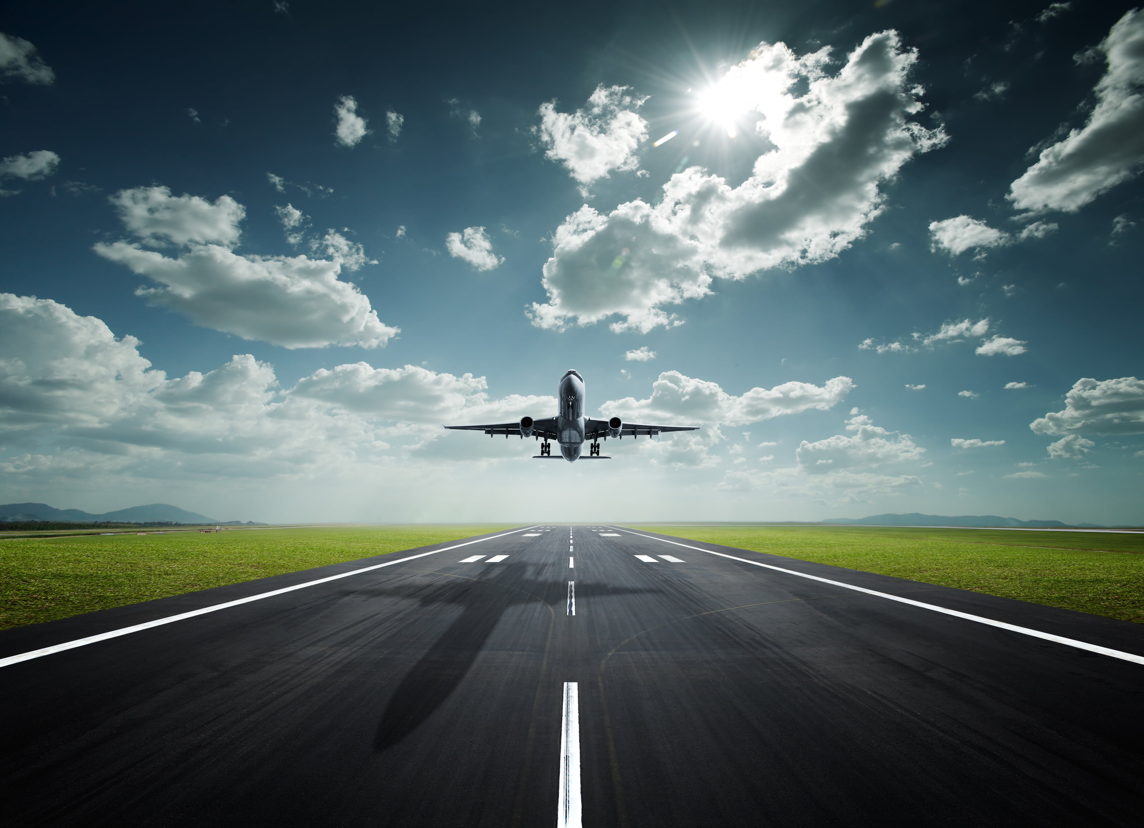 transportation, motion, vacations, passenger, arrival, no people, Track, outdoors, cloudscape, dividing line, jet - Band, business, aerospace Industry, HD Wallpaper