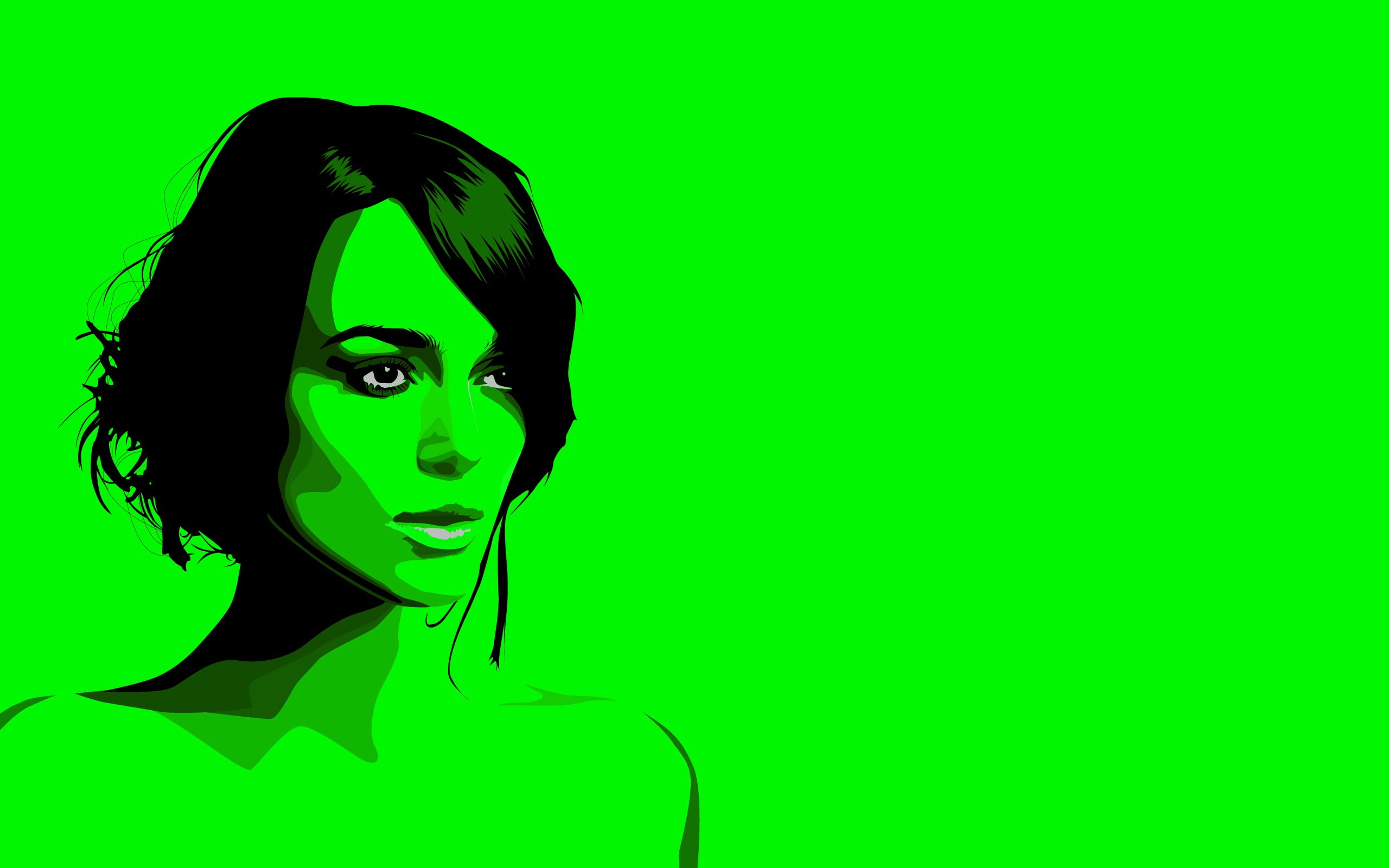 flourescent, knightley, keira, artwork, 2K, green, HD Wallpaper