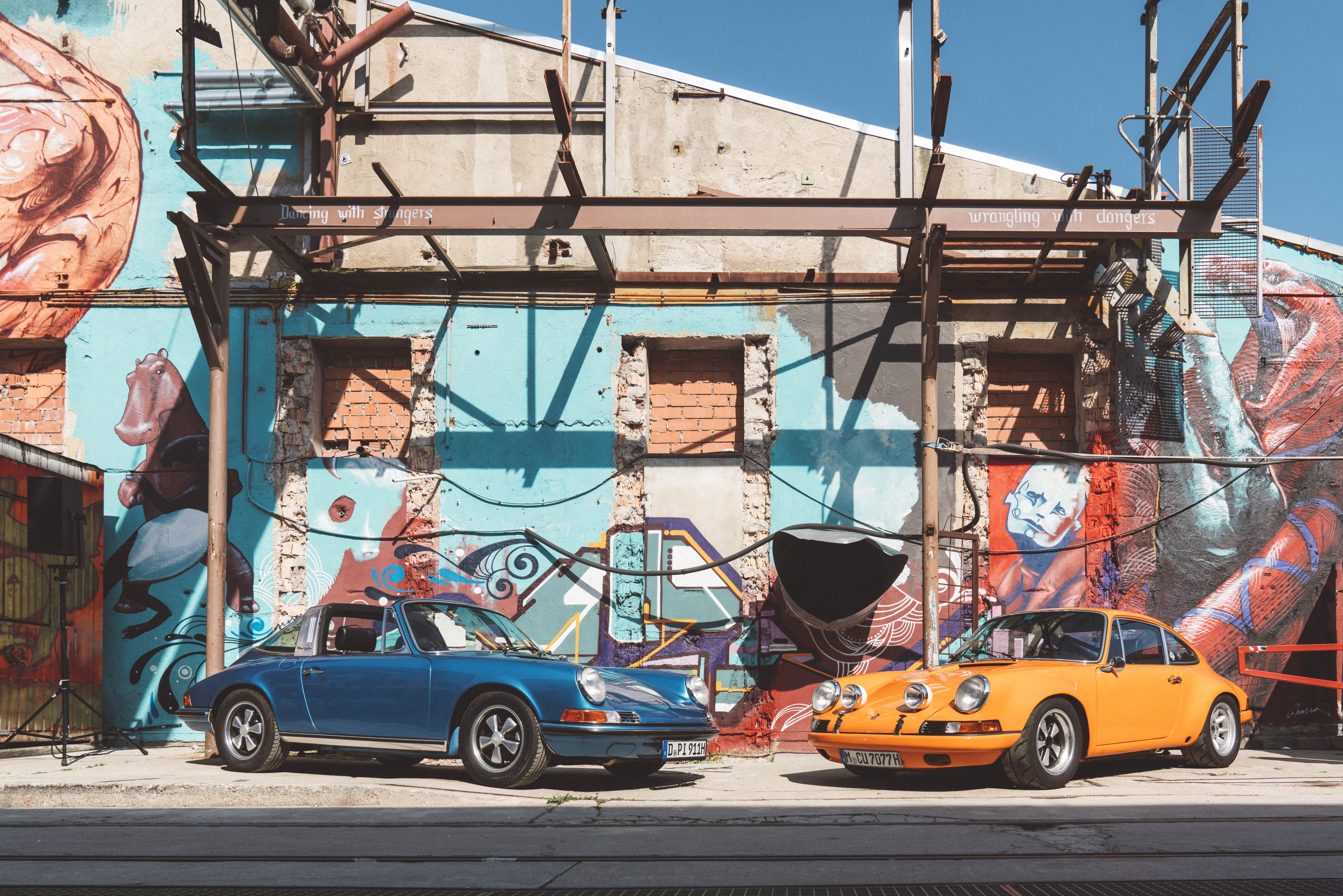 car, porsche, automobile, vehicle, day, built structure, construction, shadow, sports car, transportation, wall, 5K, sunny, building exterior, parked, HD Wallpaper