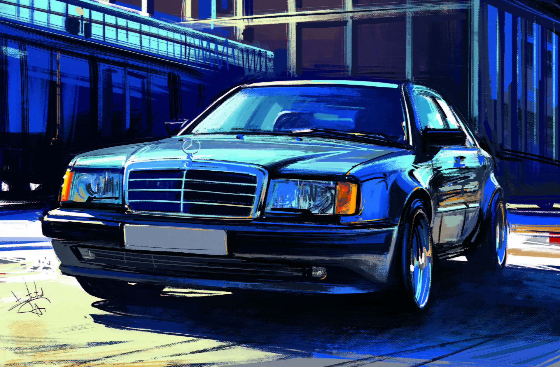 1080P, Mercedes W124, Aleksandr Sidelnikov, car, sports car, HD Wallpaper