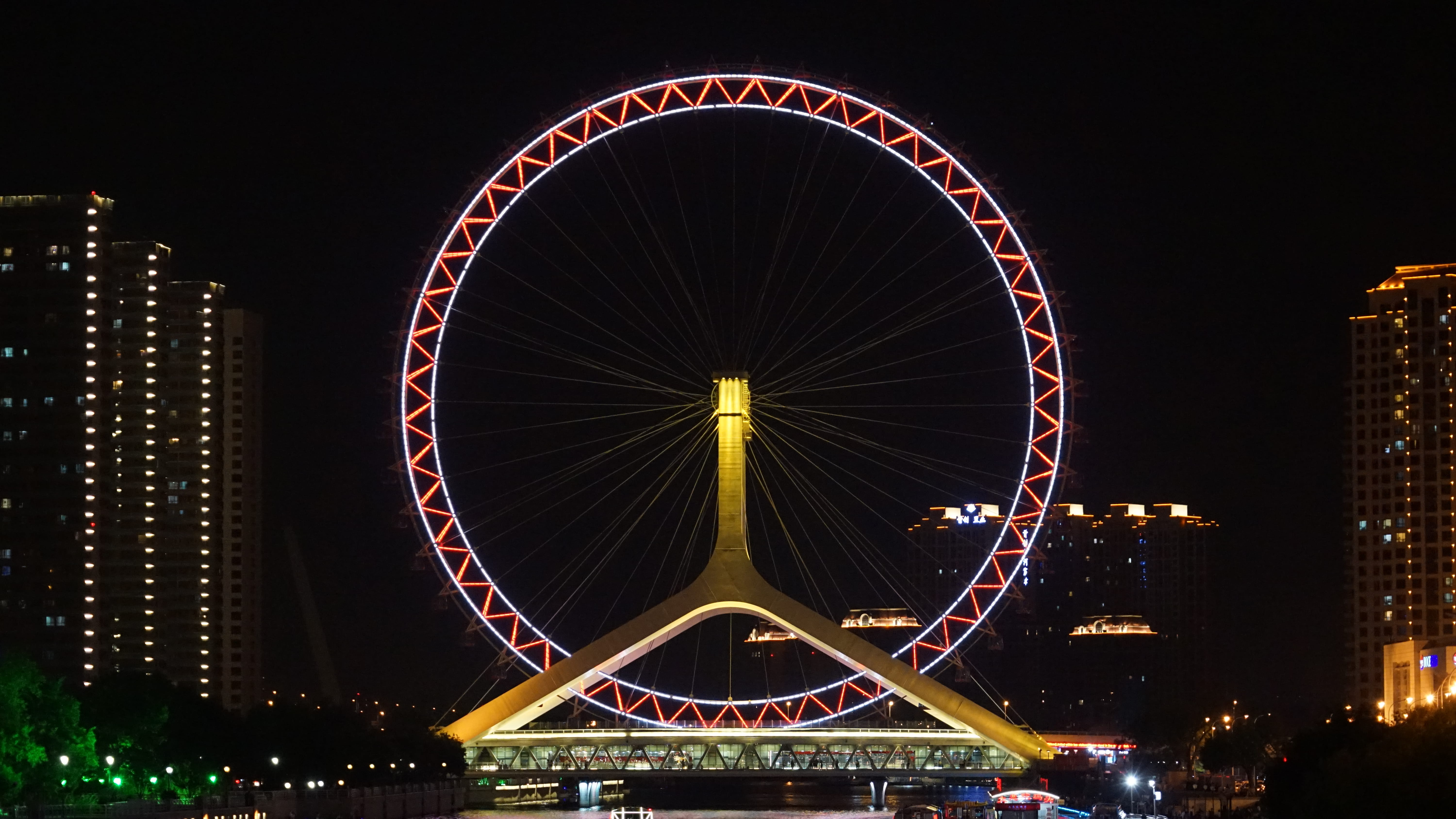 illuminated, hubcap, alloy wheel, nightlife, downtown, lighting, office building exterior, city, motion, sky, built structure, tire, urban, axle, travel, HD Wallpaper