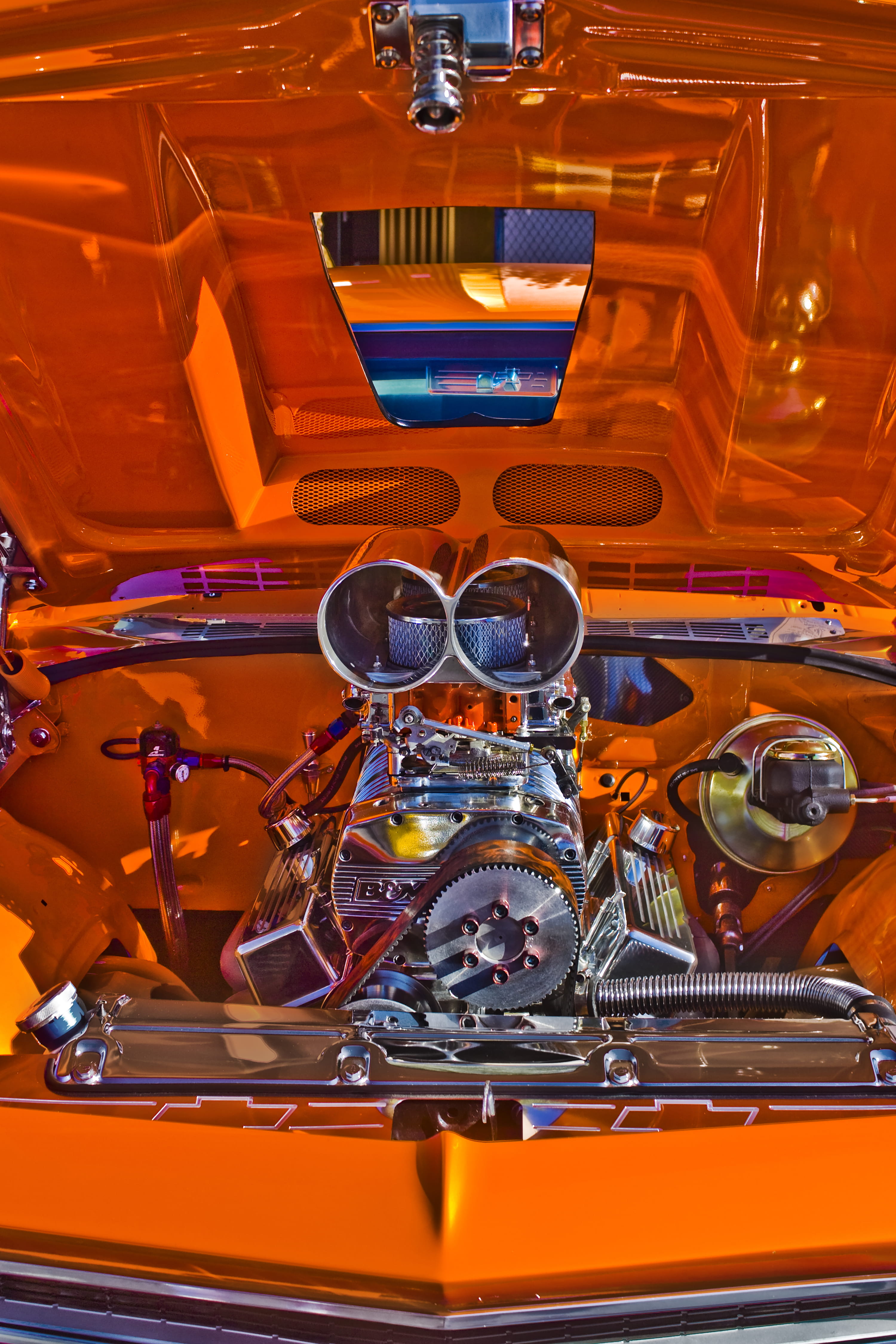 car, machinery, equipment, arts culture and entertainment, technology, indoors, engine, vintage Car, chevy, old-fashioned, gray, headlight, colored, orange color, Phone HD Wallpaper
