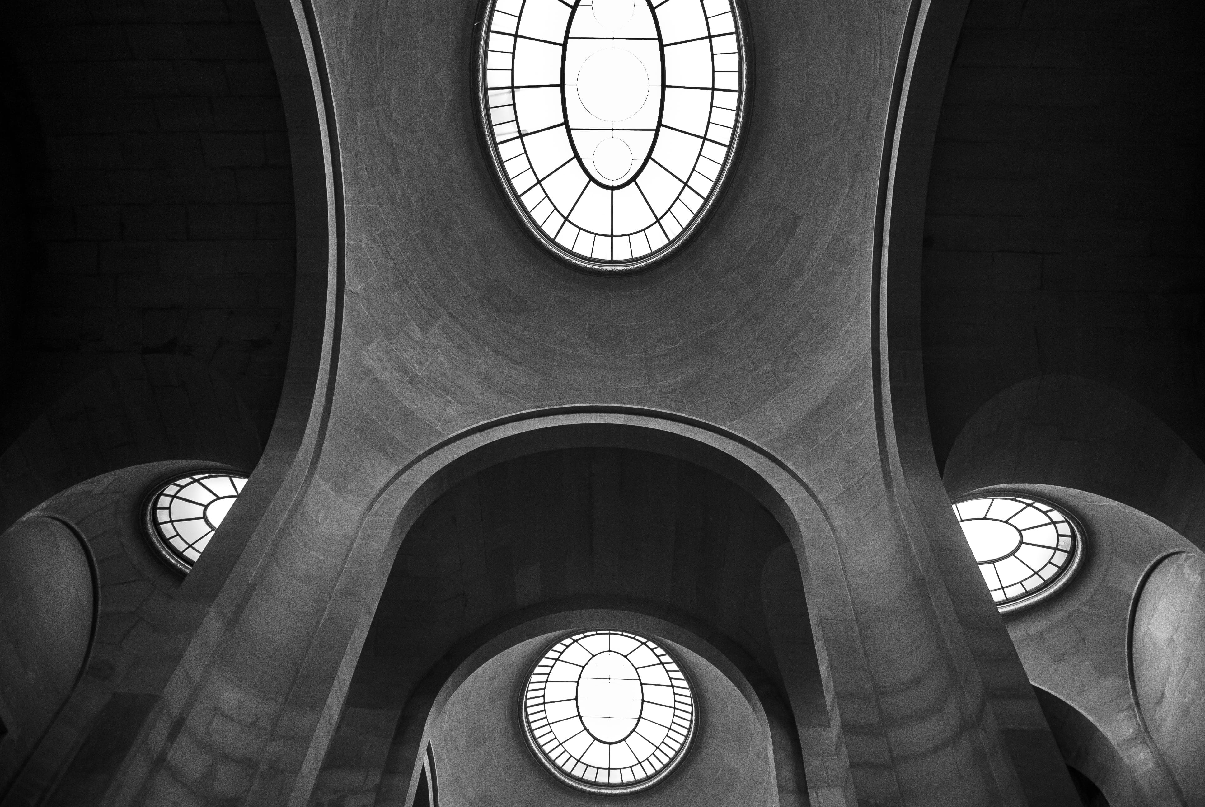 building, ceiling, no People, church, widnow, interior, grey, line, architecture And Buildings, window, famous Place, glass, windw, ceiling structure, europe, HD Wallpaper