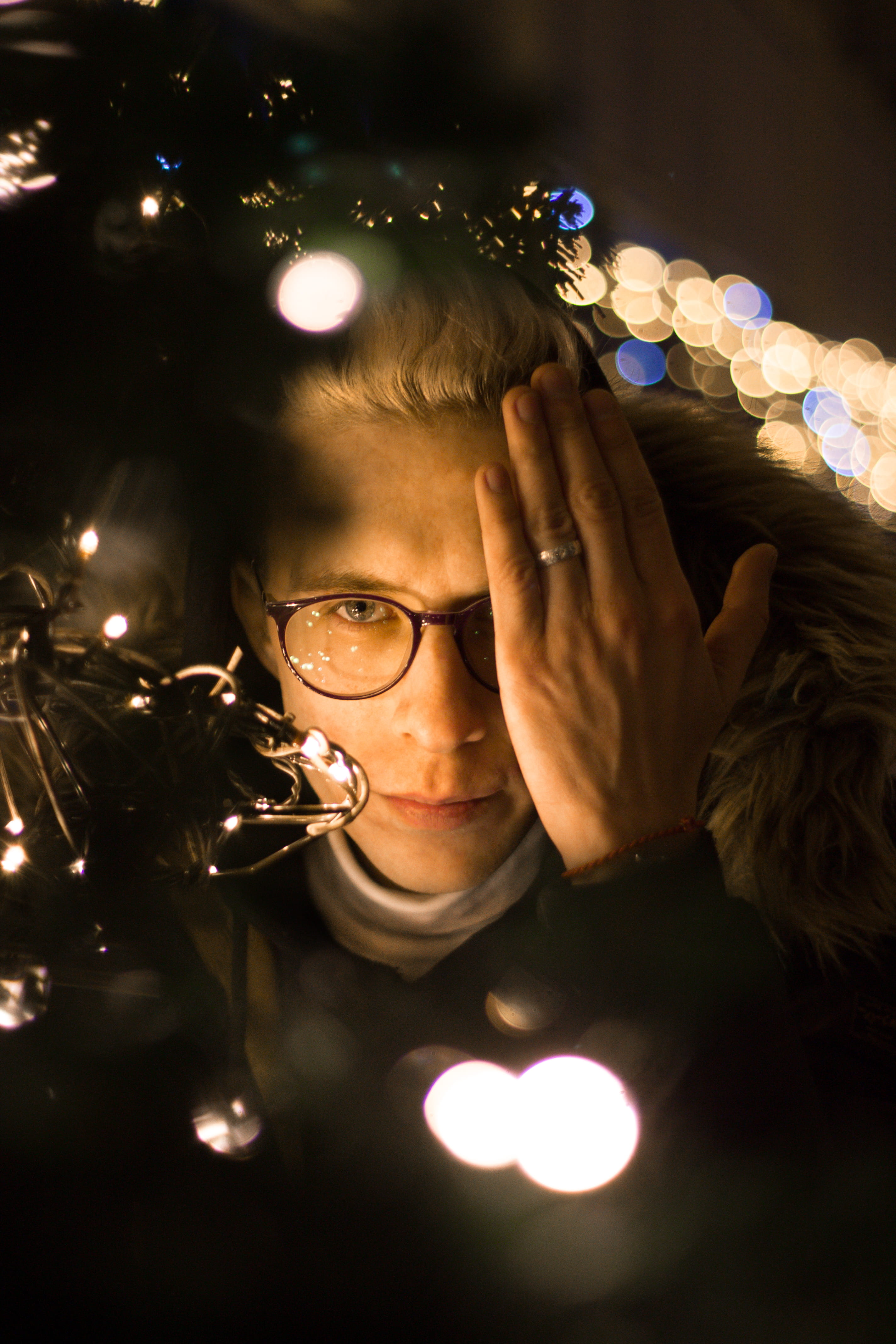 lights, fairy lights, christmas lights, novosibirsk, christmas, reflection, lighting, human body part, light, portrait, person, indoors, young adult, male, Phone HD Wallpaper