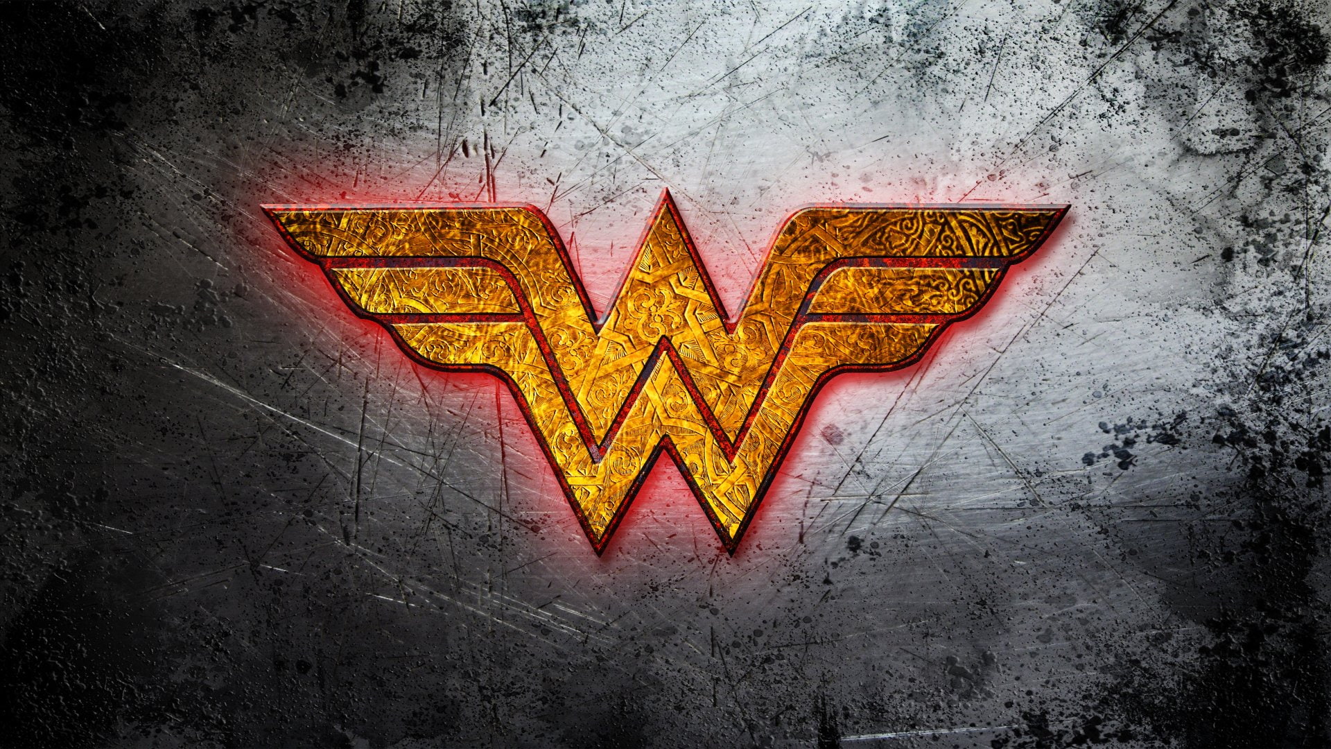 sign, text, mural, art and craft, communication, red, 1080P, Wonder Woman, yellow, creativity, fame, entrance, wall - building feature, orange color, shape, HD Wallpaper