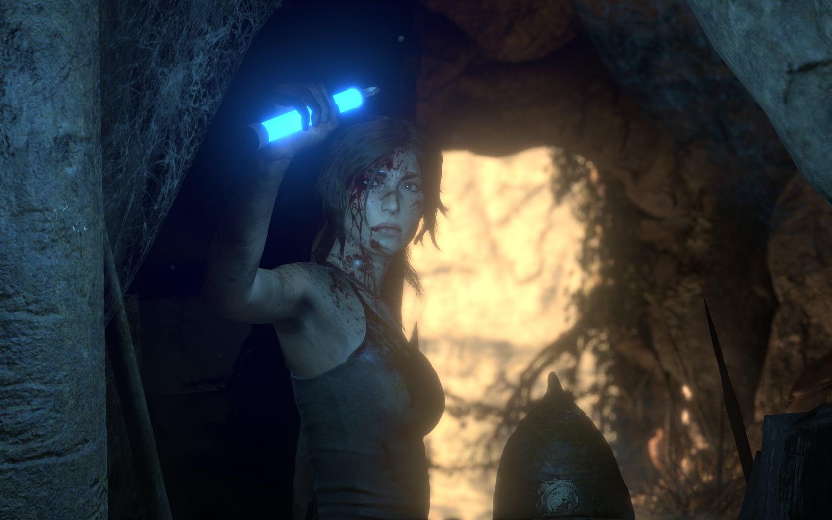 Rise of the Tomb Raider, waist up, real people, illuminated, one person, 720P, standing, night, light stick, young women, lifestyles, adult, focus on foreground, HD Wallpaper