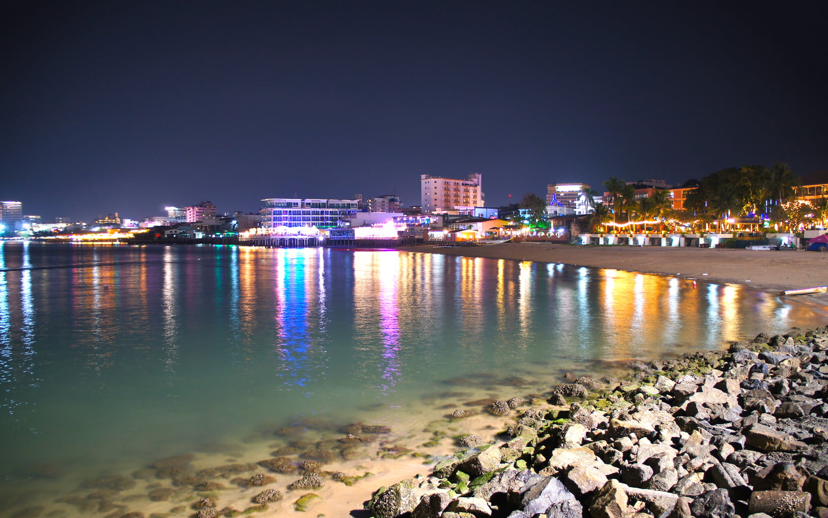 Cityscapes, night, no people, water, illuminated, sea, building exterior, building, city, architecture, urban skyline, office building exterior, landscape, HD Wallpaper