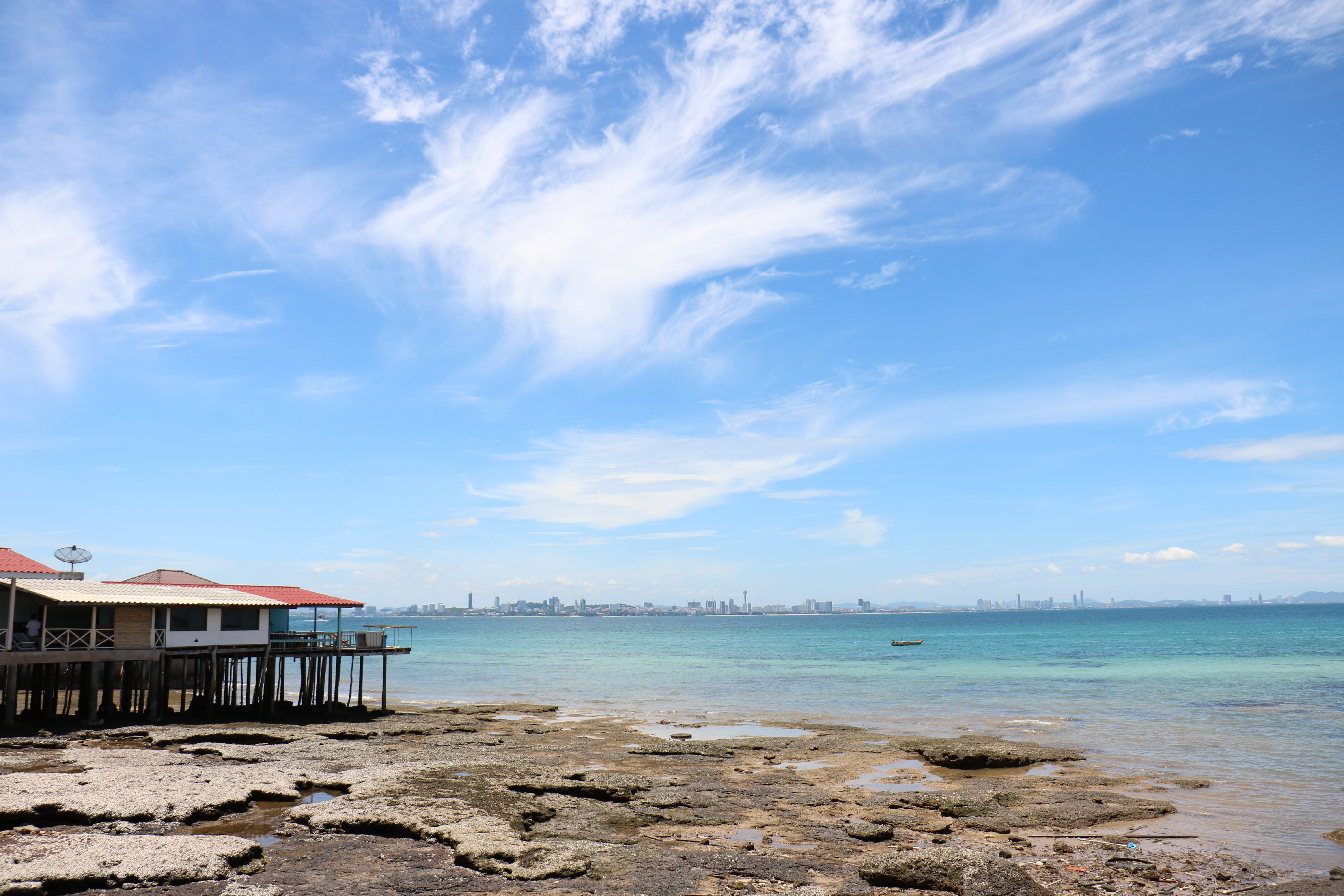 pattaya, turquoise colored, blue, kolan, cloud - sky, no people, sand, land, nautical vessel, water, nature, architecture, day, outdoors, 5K, tranquil scene, HD Wallpaper
