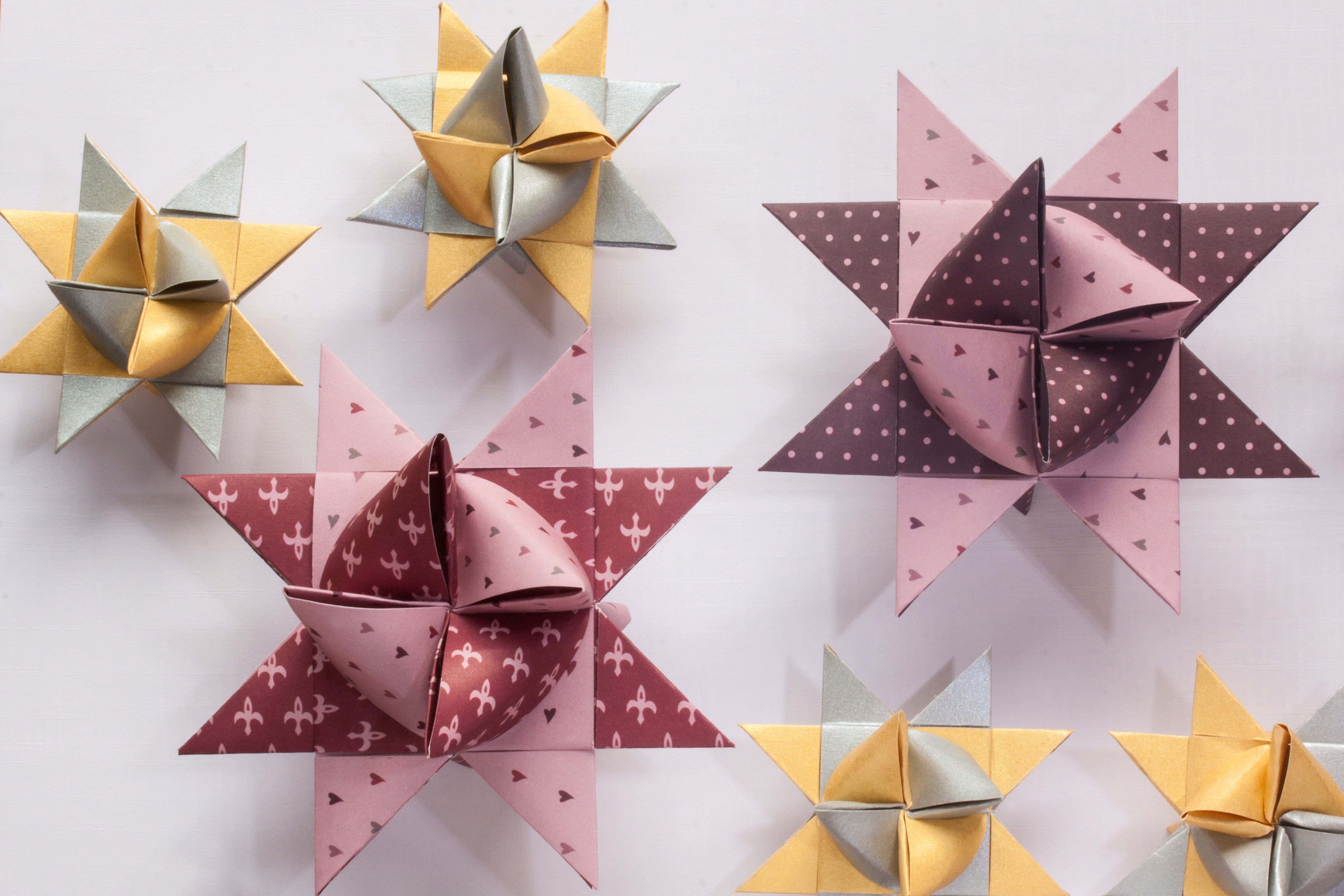 shape, star shape, gold, decors, large, decoration, assorted, object, eggplant, origami, celebration, studio shot, shiny, no people, 3 dimensional, color, HD Wallpaper
