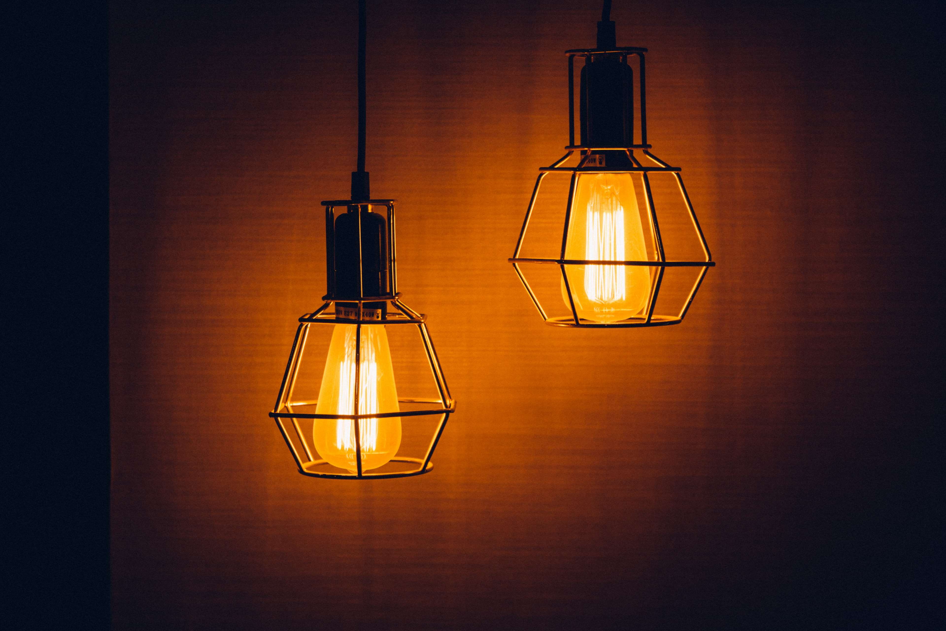 no people, lamps, home interior, power, indoors, lightbulb, light bulbs, filament, night, domestic room, close up, electric, lighting equipment, lights, HD Wallpaper