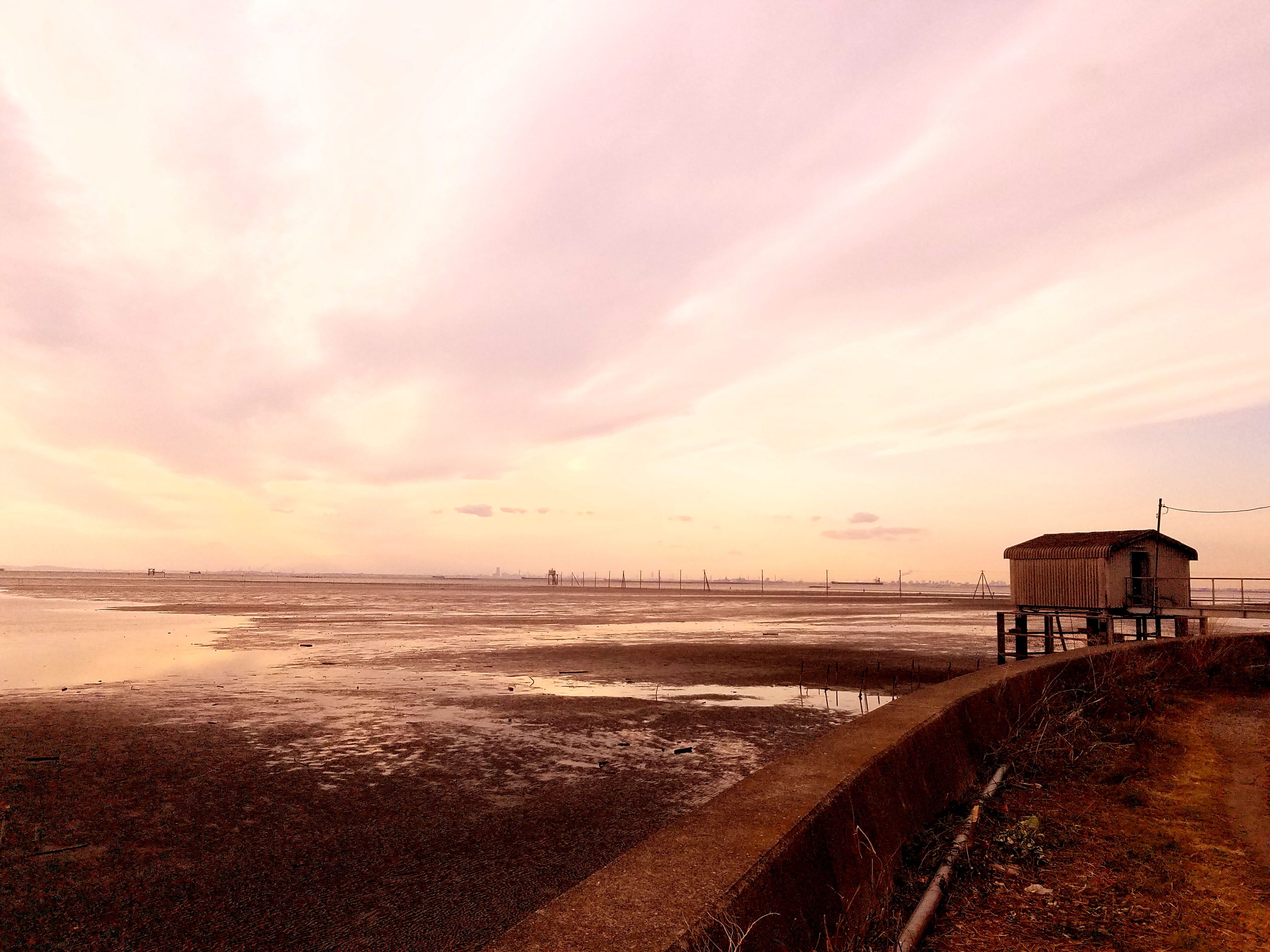 cloud - sky, coast, sea, chiba, horizon, water, outdoors, tranquil scene, 4K, beauty in nature, no people, land, horizon over water, japan, built structure, HD Wallpaper