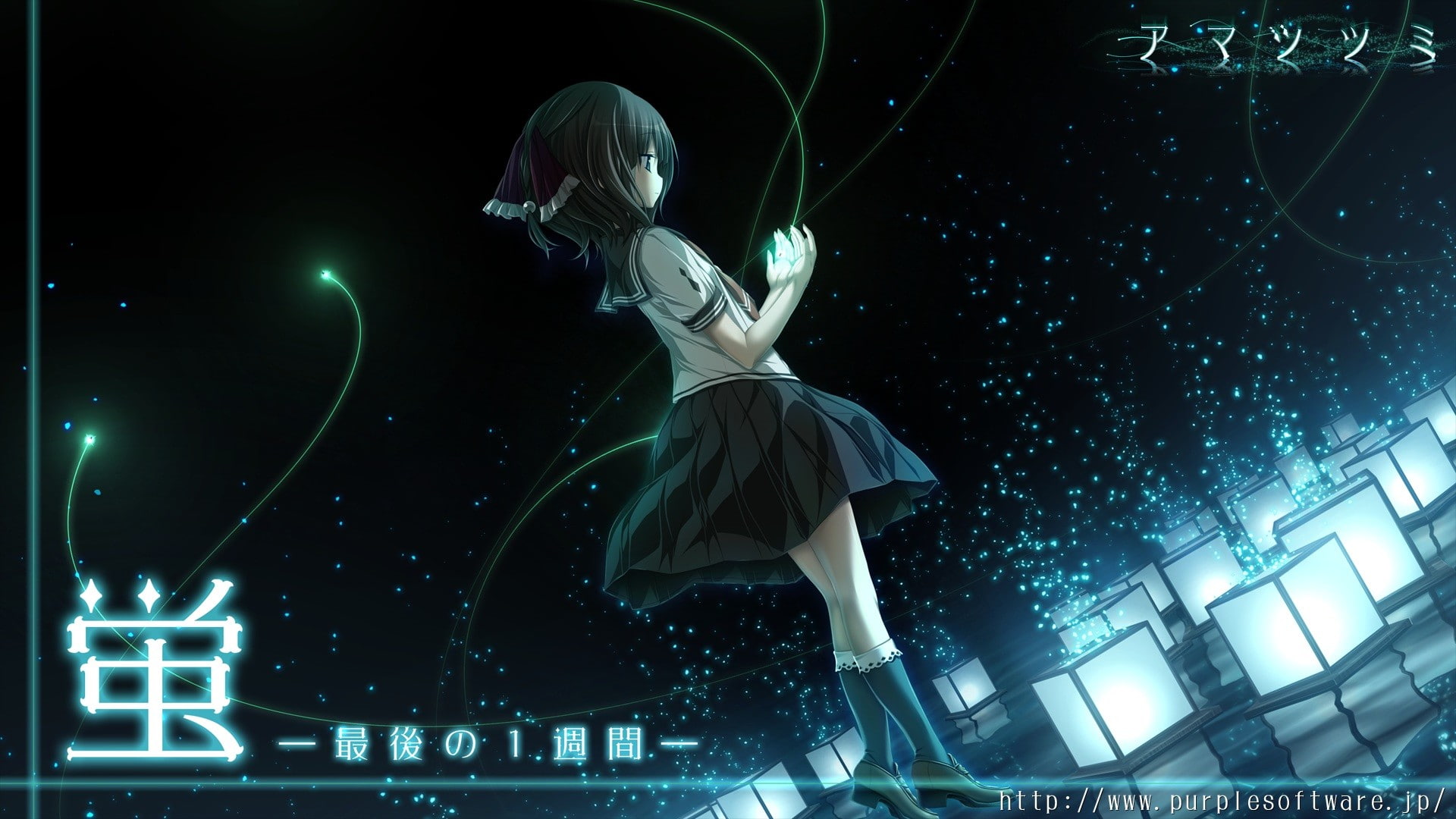 lighting equipment, illuminated, anime, hairstyle, arts culture and entertainment, motion, one person, low angle view, mid-air, nature, Minazuki Hotaru, HD Wallpaper