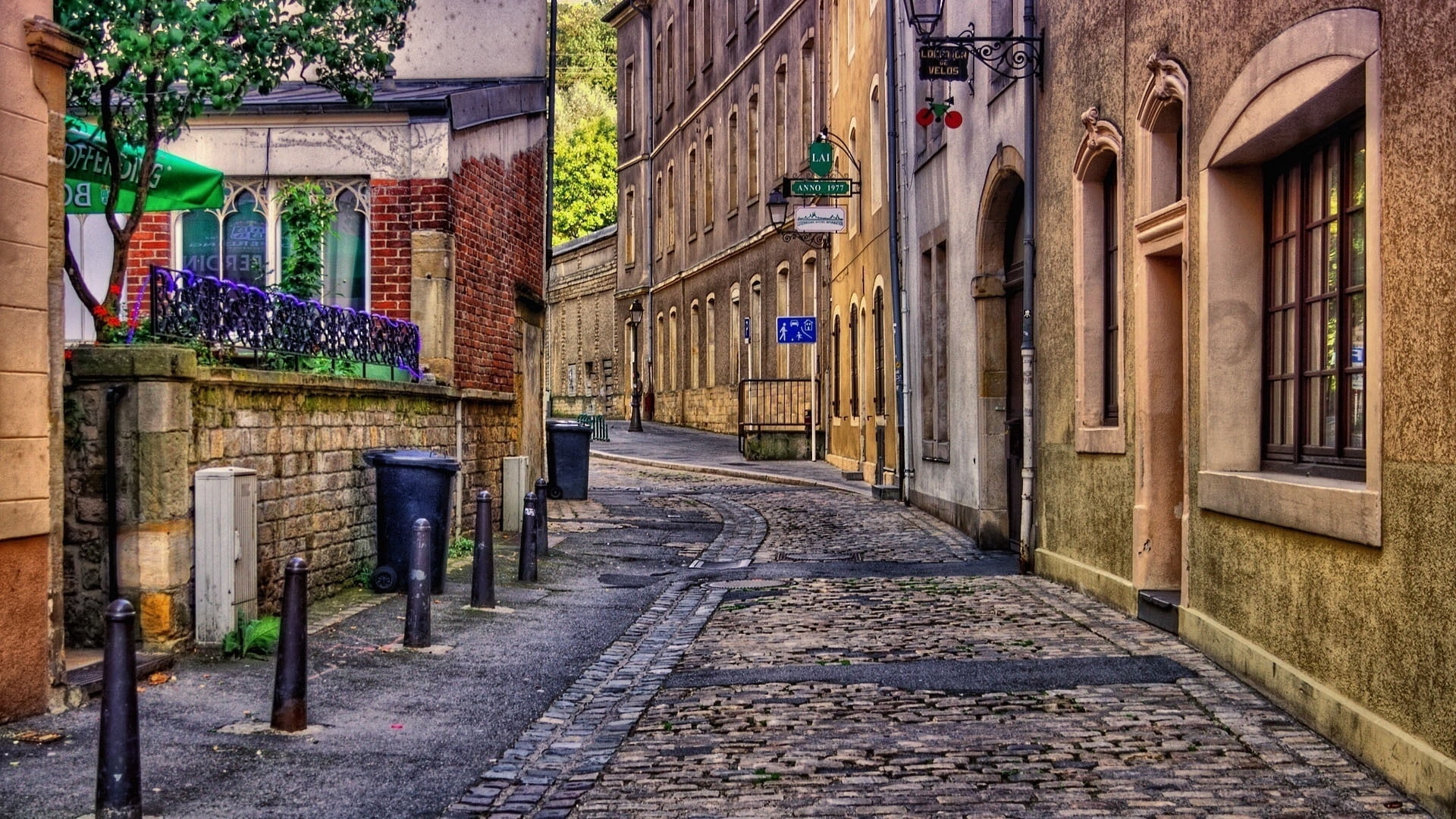 1080P, history, building, alley, city, stone Material, cobblestone, cultures, old, nature, gray, house, in a row, facade, door, direction, narrow, residential District, HD Wallpaper
