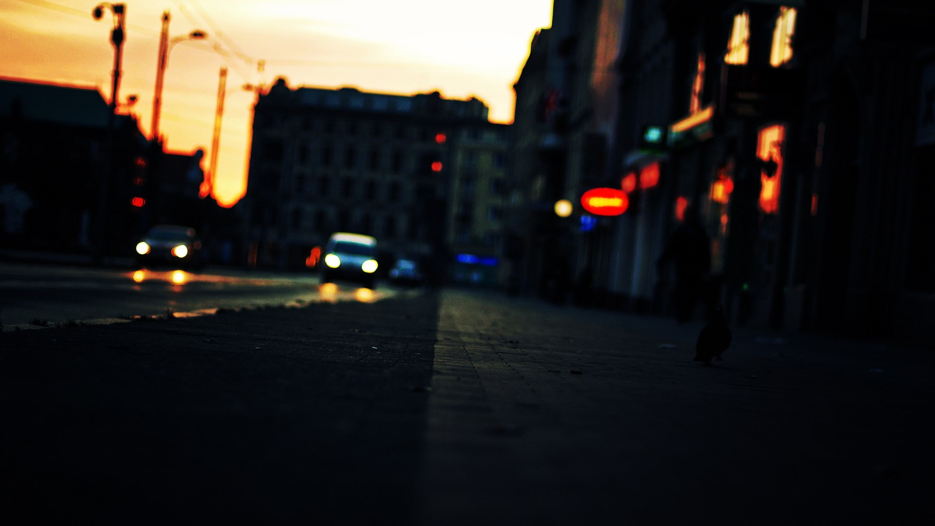 gray, street, hd, 1080P, macro, sidewalk, blur, concrete, cityscape, road, HD Wallpaper