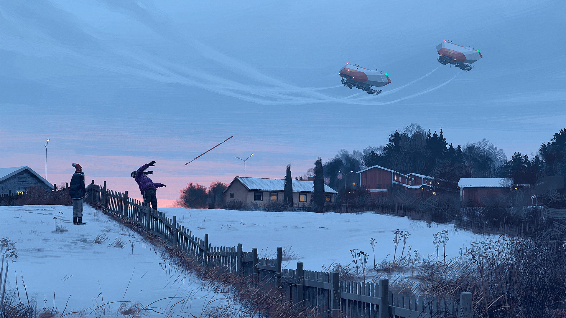 Simon Stalenhag, Art, Fiction, Figure, 1080P, HD Wallpaper