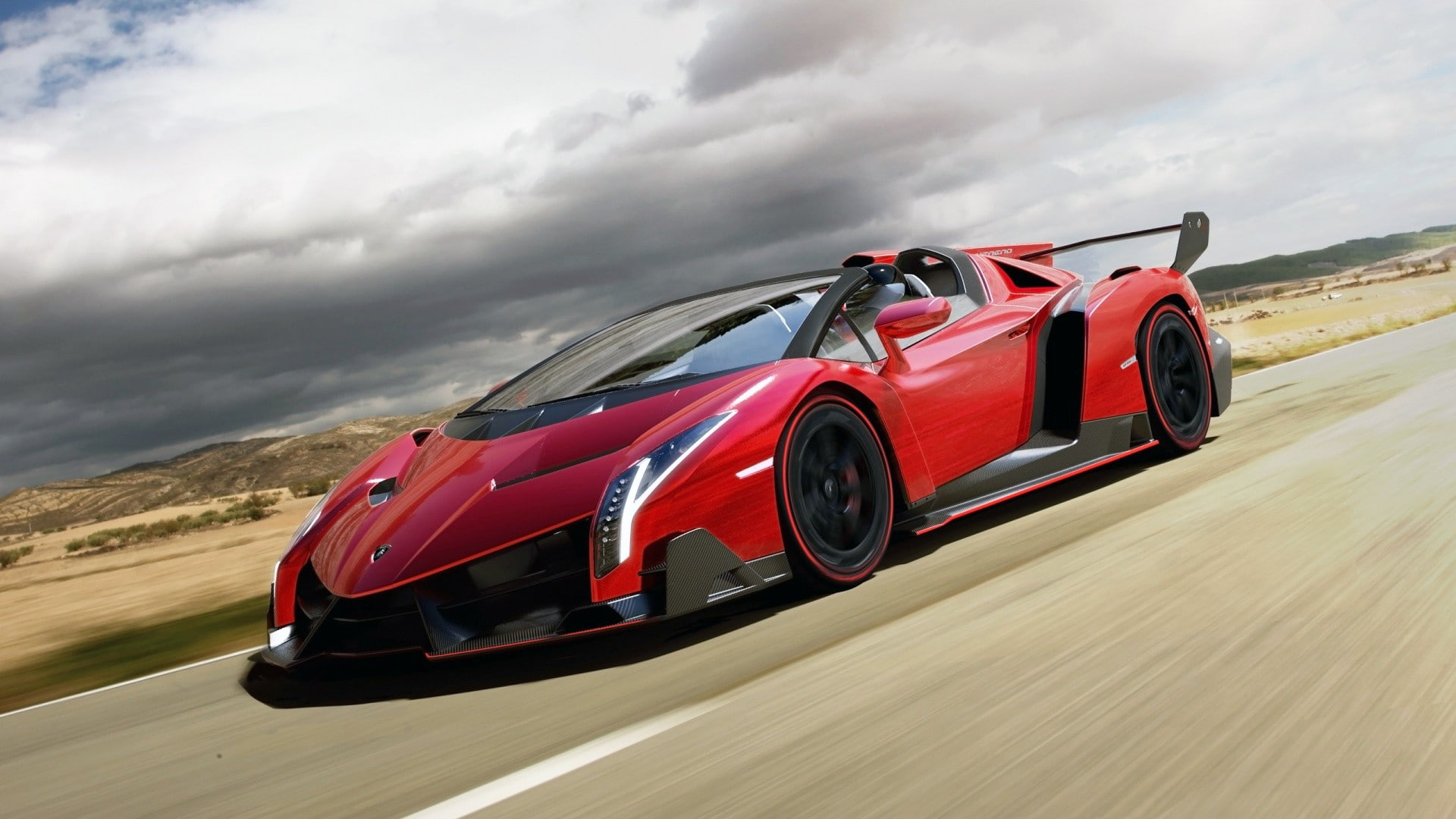 car, Lamborghini Veneno Roadster, 1080P, Veneno, Lamborghini Veneno, red cars, Lamborghini, vehicle, HD Wallpaper
