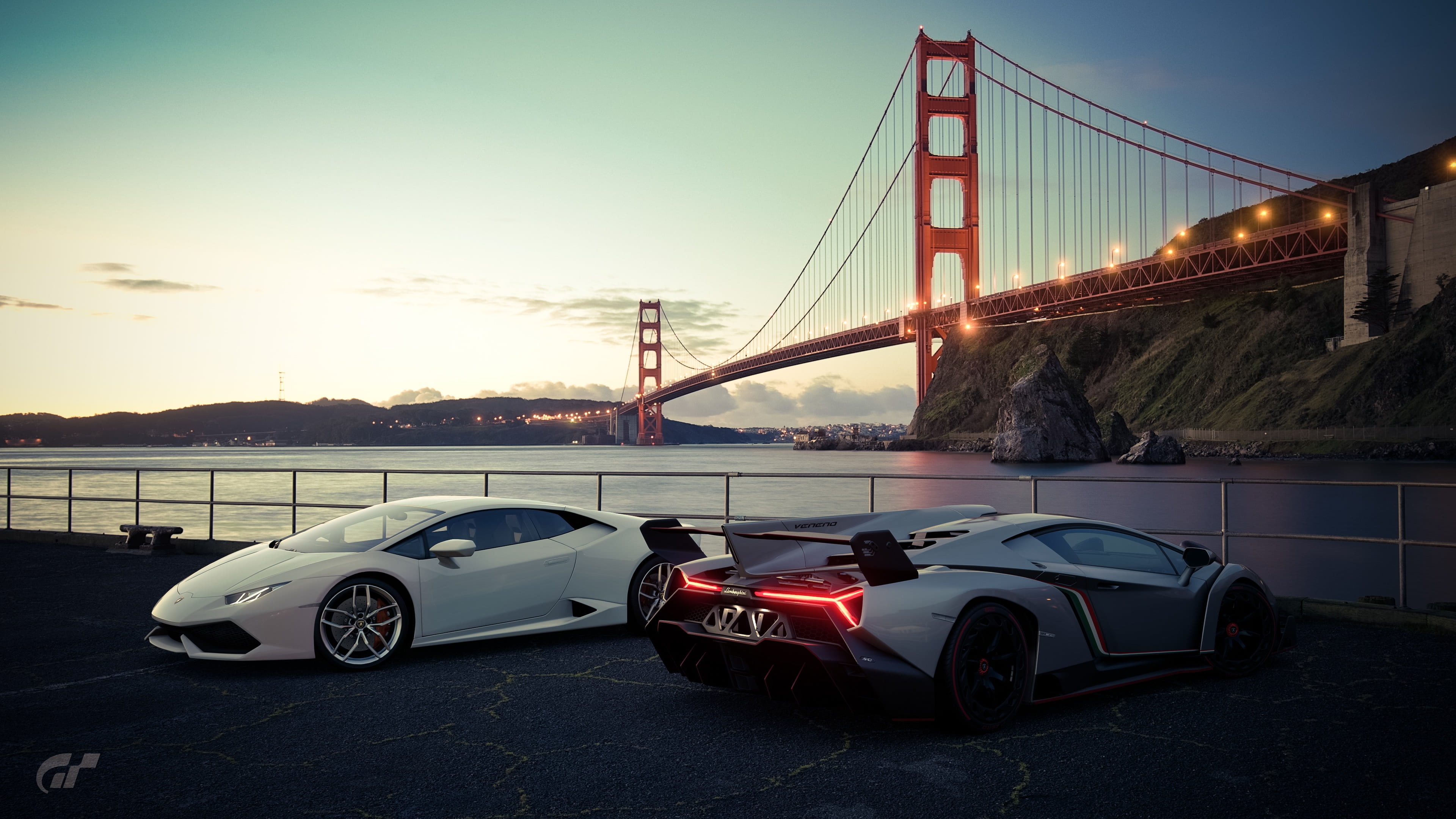 Lamborghini, Gran Turismo Sport, rendering, San Francisco, Gran Turismo, Huracan, Veneno, 4K, HD Wallpaper