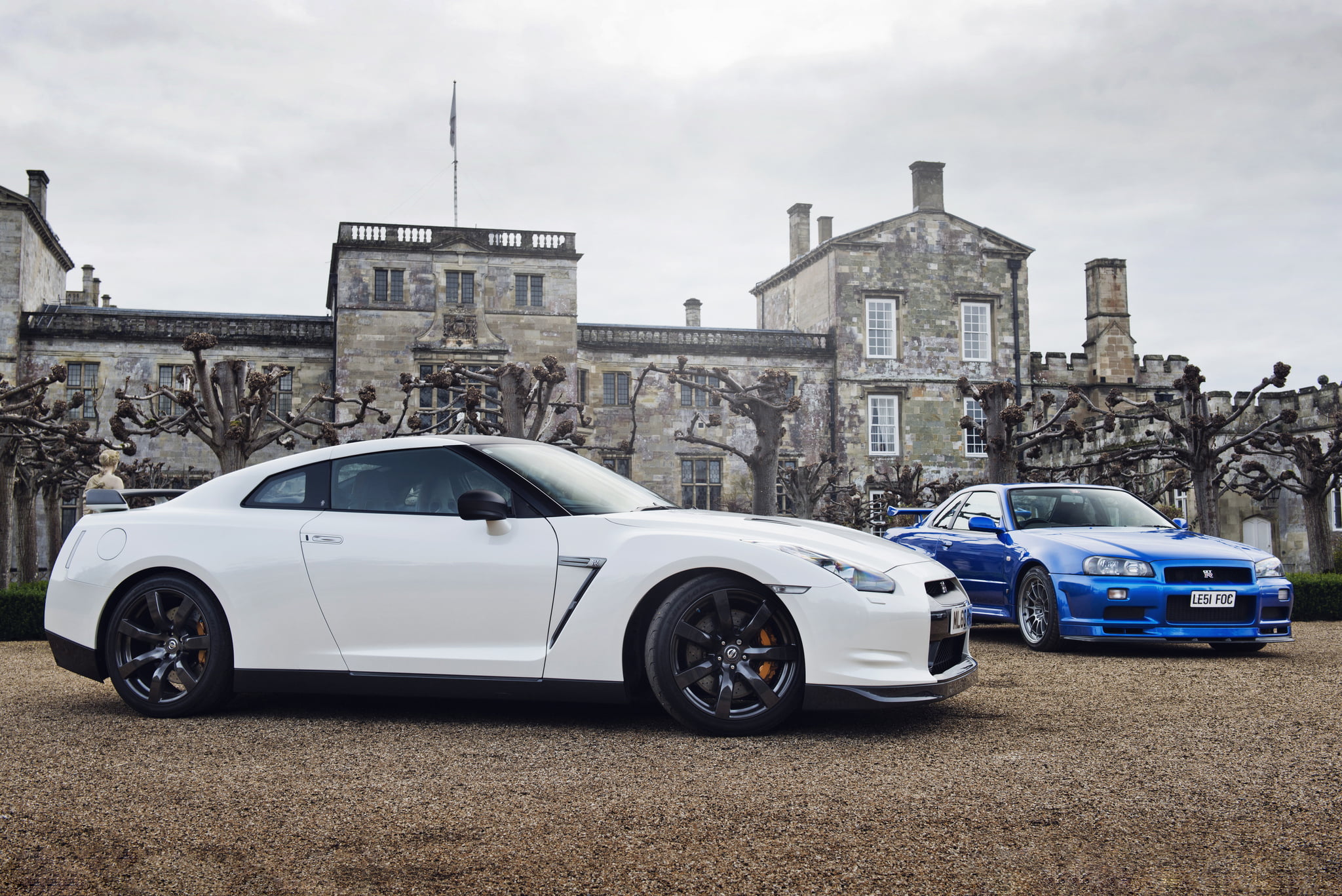 transportation, urban Scene, no People, white, sport, built structure, Nissan, day, house, europe, land Vehicle, car, gtr, front, luxury, P35, old-fashioned, HD Wallpaper