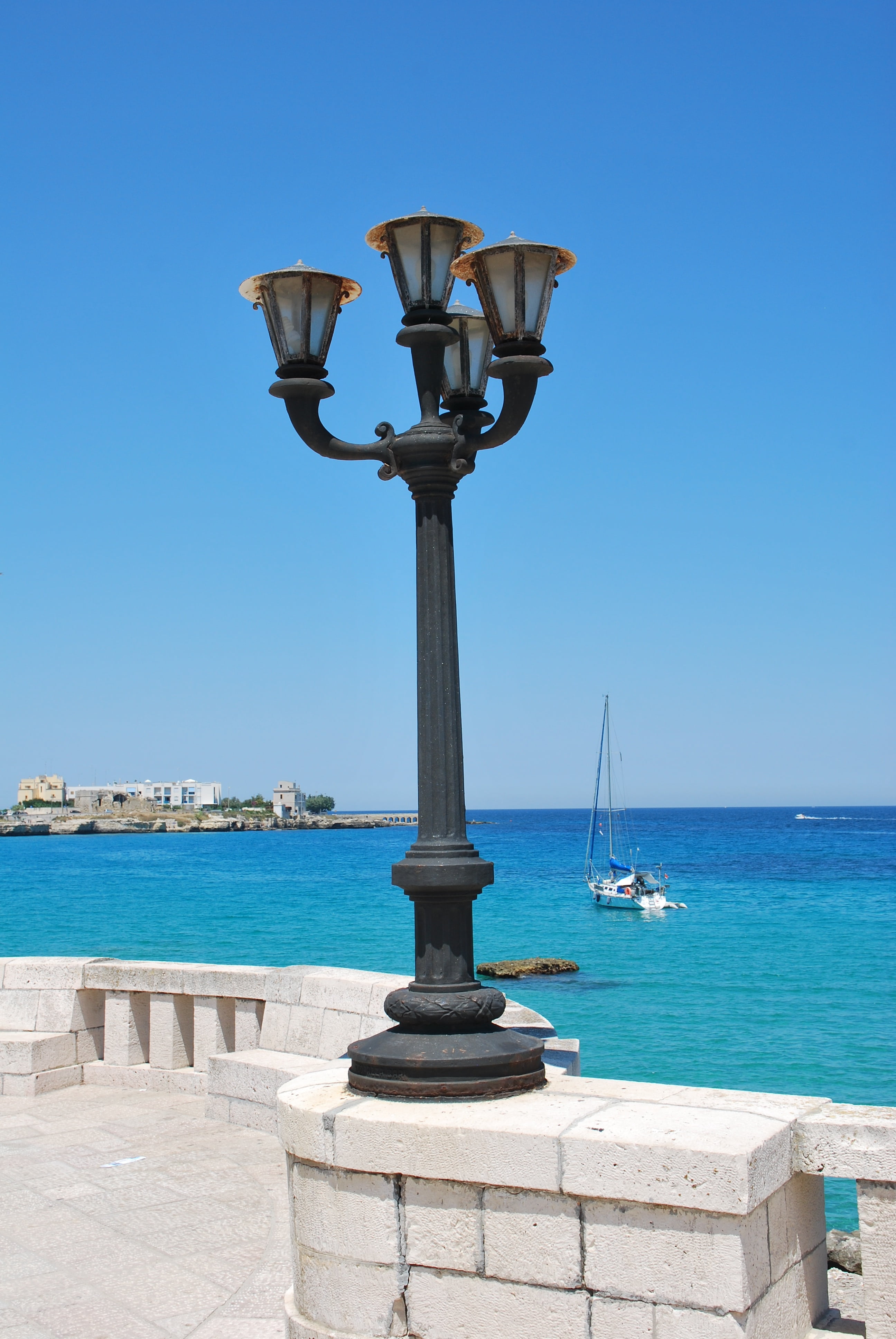 promenade, water, nature, apulia, horizon over water, landscape, blue, no people, holidays, outdoors, sea, adriatic, transportation, day, puglia, architecture, Phone HD Wallpaper