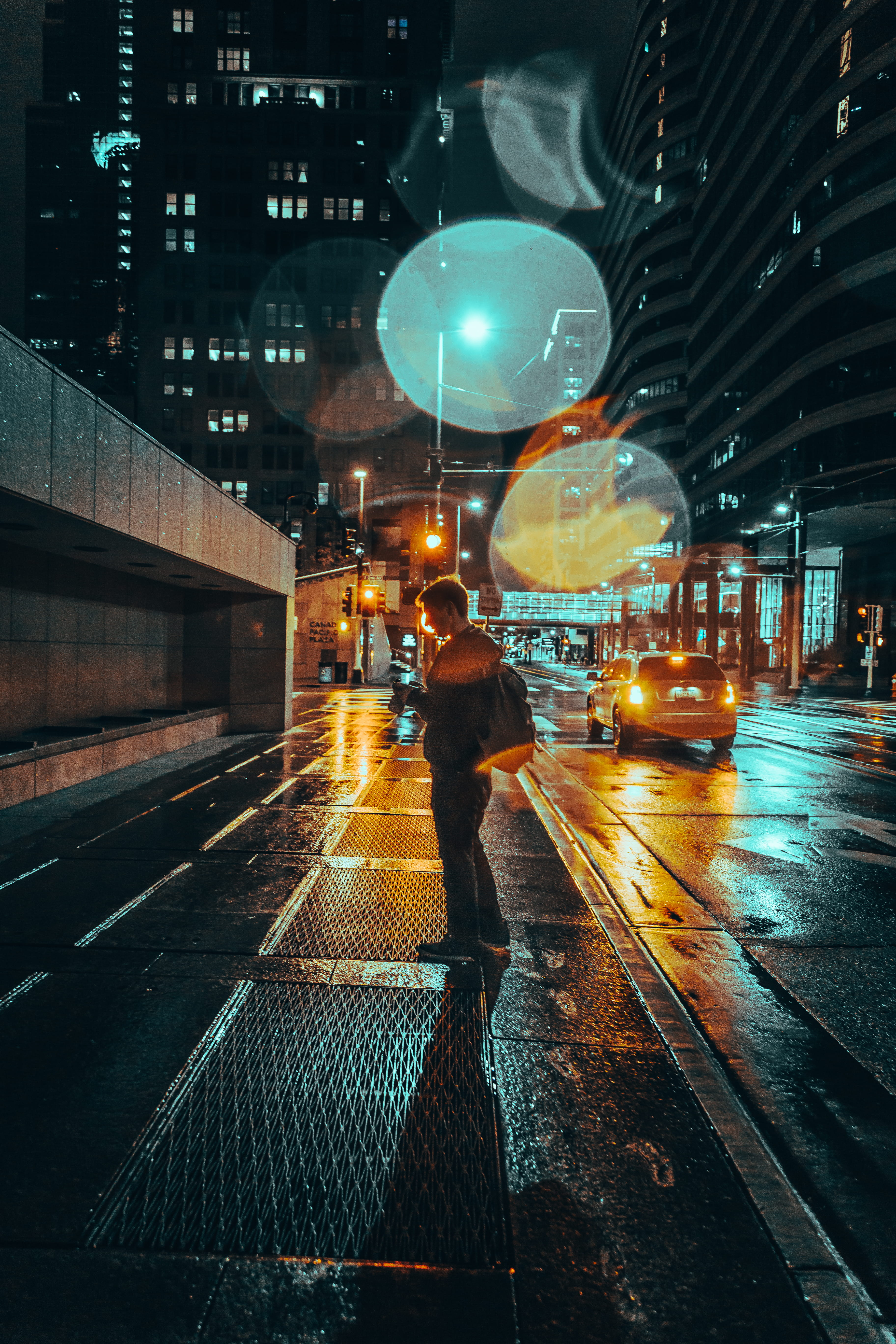full length, equipment, lantern, pole, night, outdoors, electricity, illustration, united states, architecture, men, track, streetlight, 5K, rain, building exterior, Phone HD Wallpaper