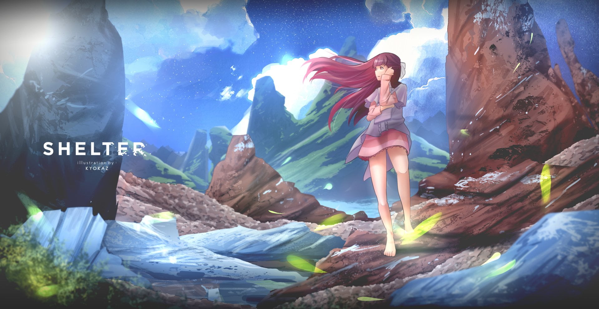 young adult, casual clothing, day, mountain, 1080P, full length, Anime, solid, leisure activity, rock, standing, rock - object, young women, Shelter, enjoyment, HD Wallpaper