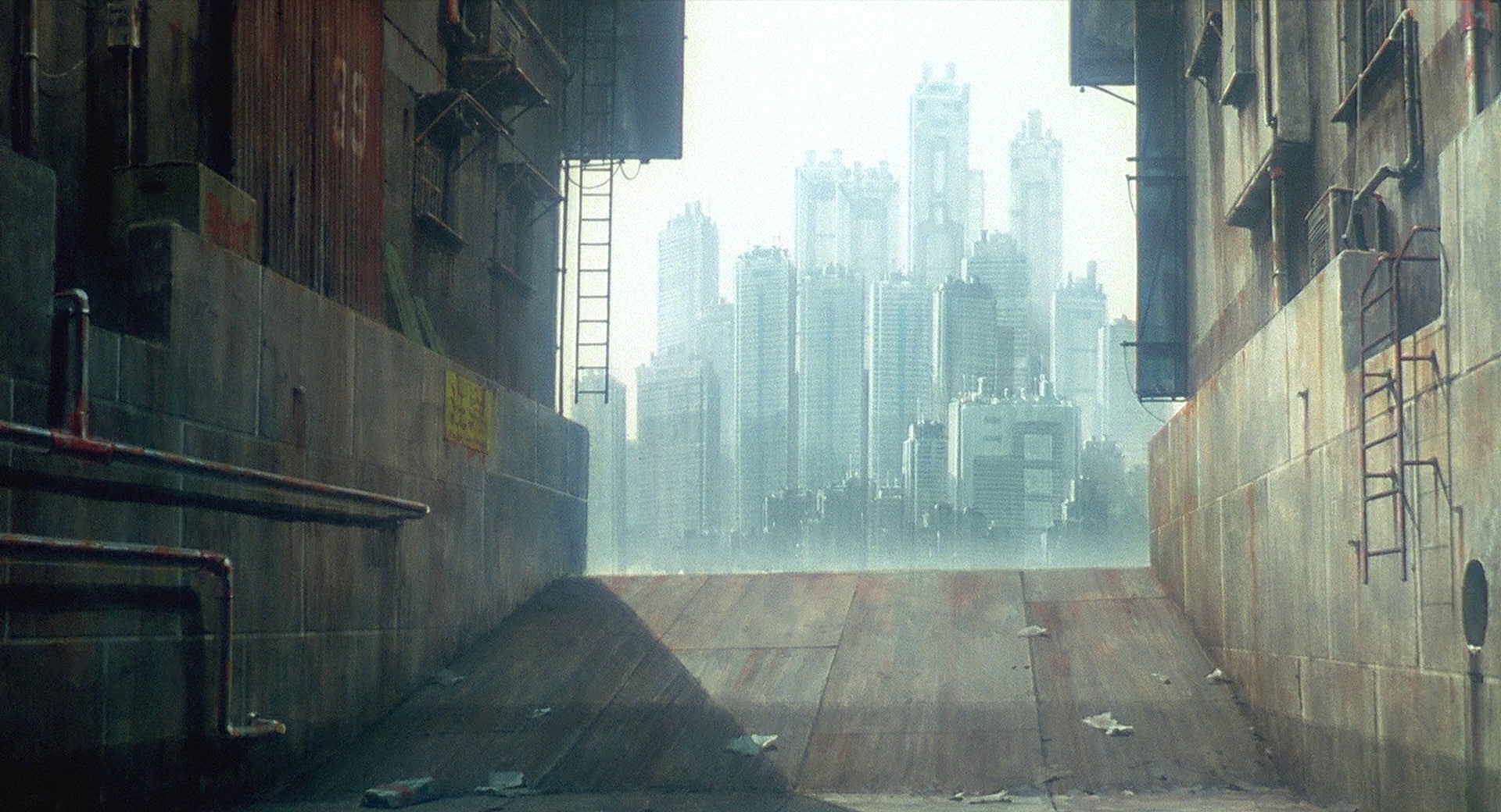 artwork, Cityscape, Skyscrapper, 1080P, Ghost In The Shell, mist, HD Wallpaper