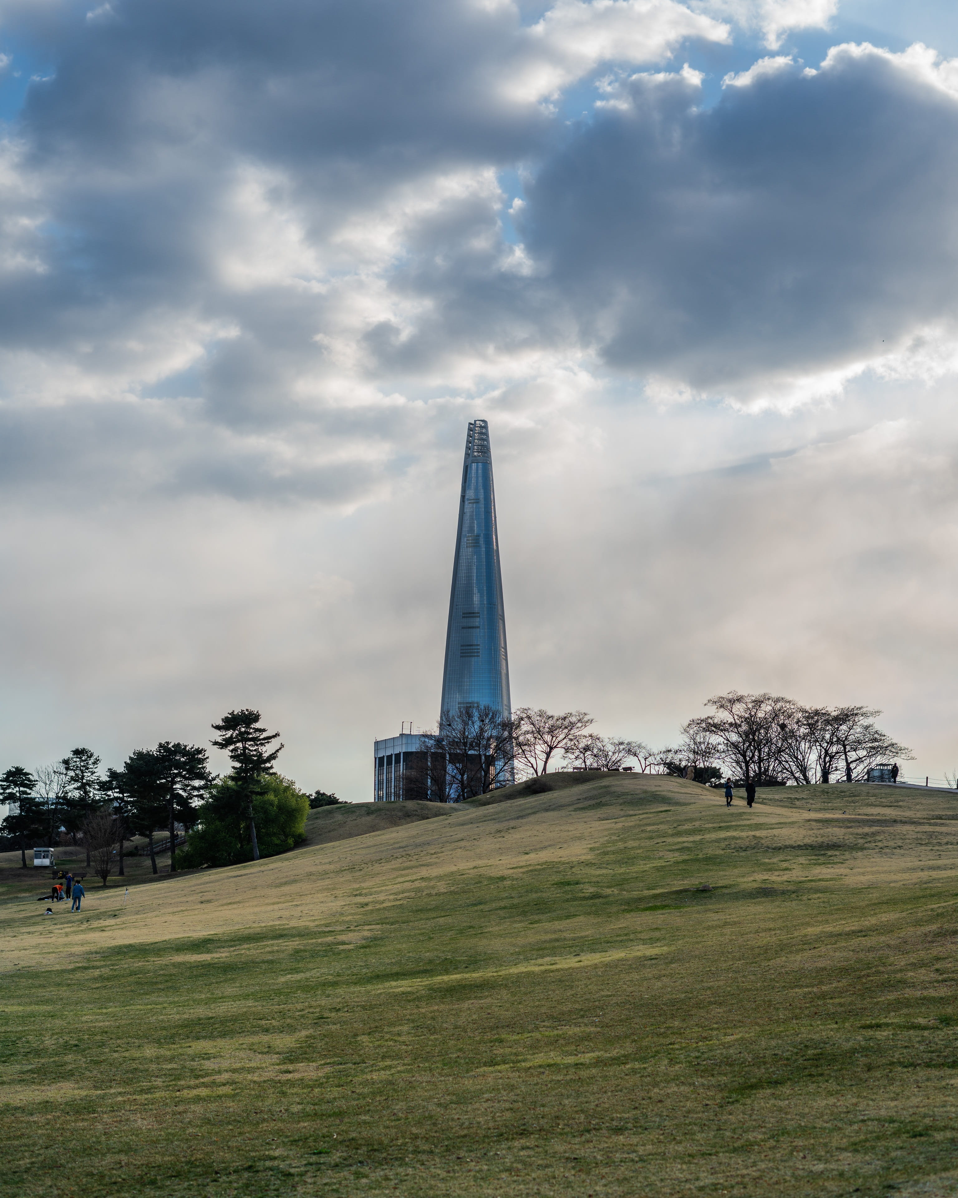 tourism, grass, cloud - sky, landscape, land, korea, beauty in nature, day, no people, seoul, built structure, tower, cloud, sunset, plant, outdoors, building exterior, Phone HD Wallpaper