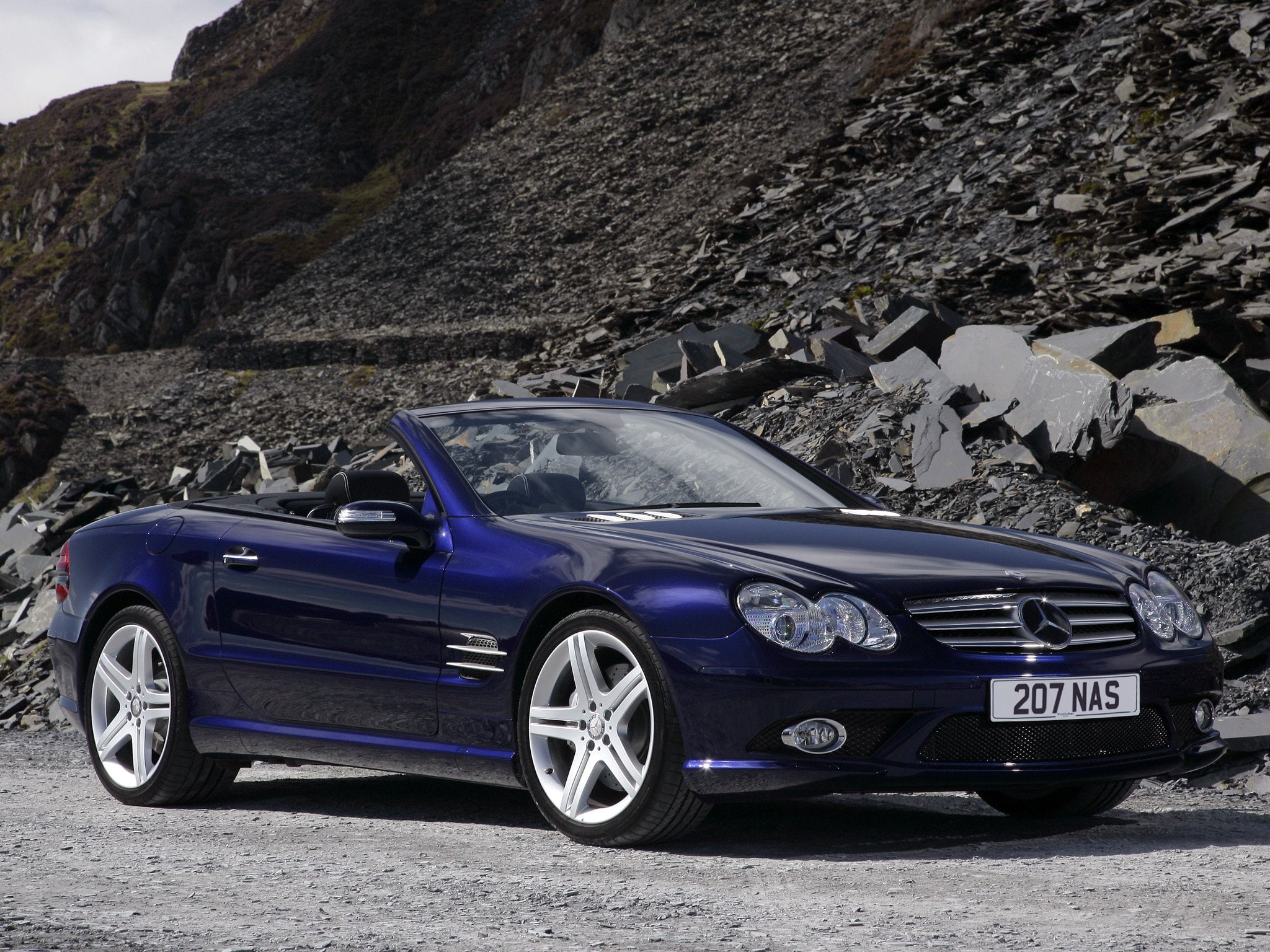 benz, sports, s l, r230, package, convertible, mercedes, uk spec, 500, sl500, 1080P, 2005 08, HD Wallpaper