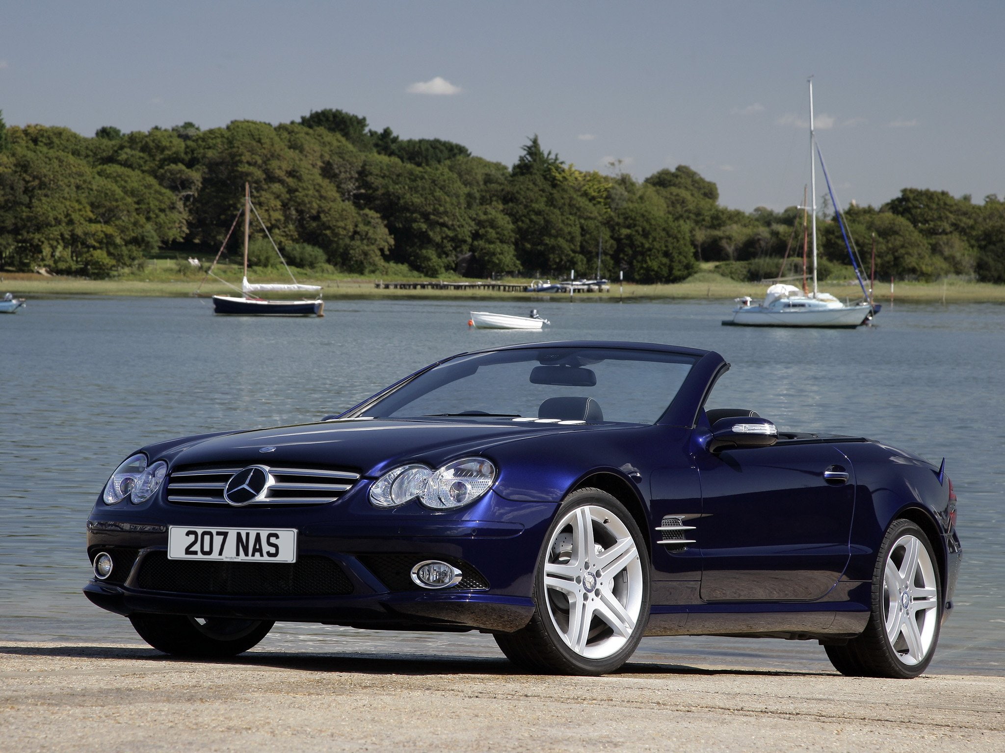 uk spec, r230, s l, 2005 08, sports, mercedes, sl500, package, convertible, 500, 1080P, benz, HD Wallpaper