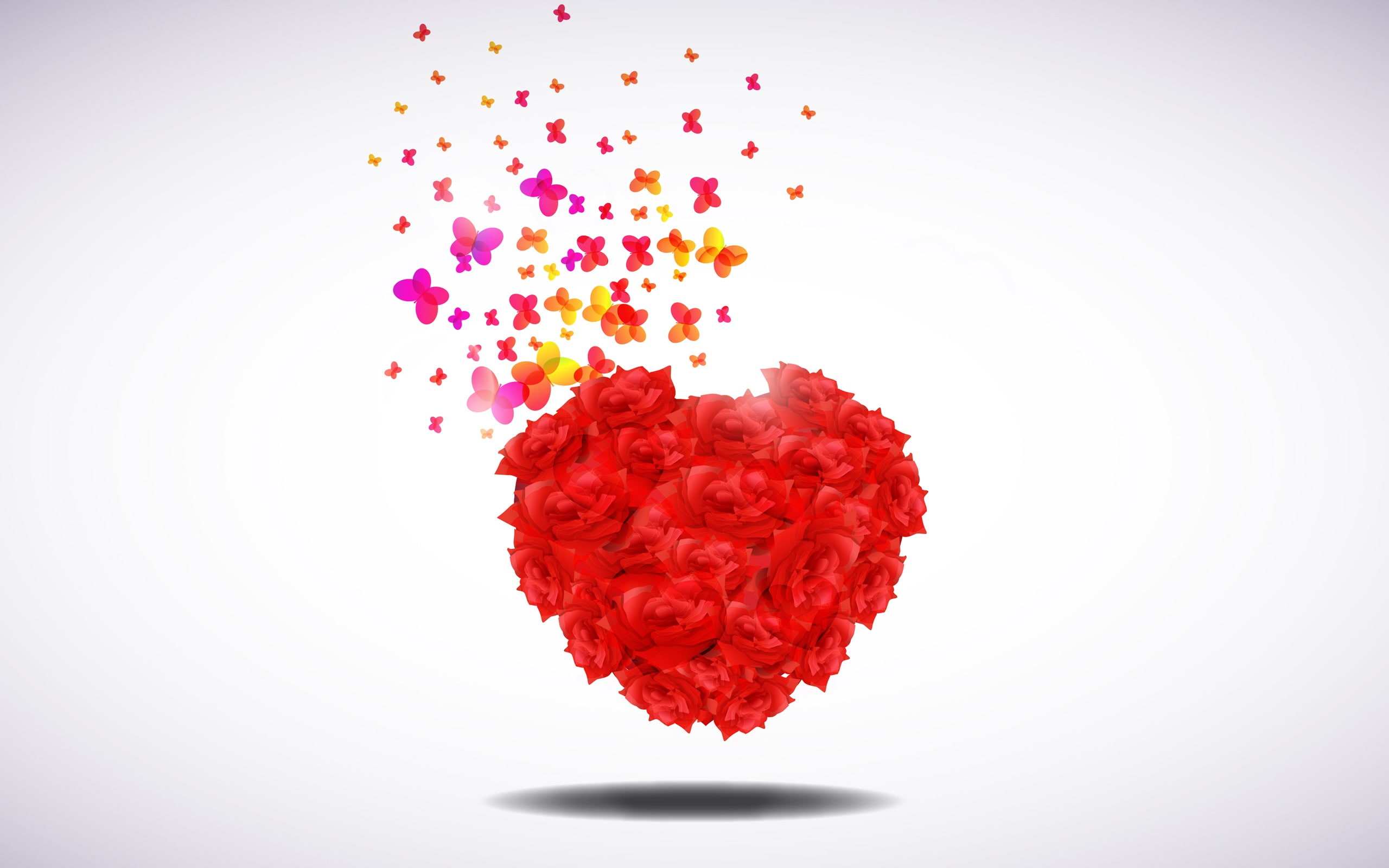 heart, 2K, butterfly, graphic design, simple background, HD Wallpaper