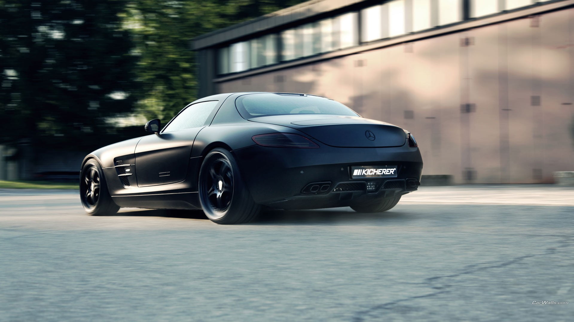 car, reflection, speed, architecture, mode of transportation, no people, outdoors, sports car, transportation, road, tire, black cars, black, coupe, street, HD Wallpaper