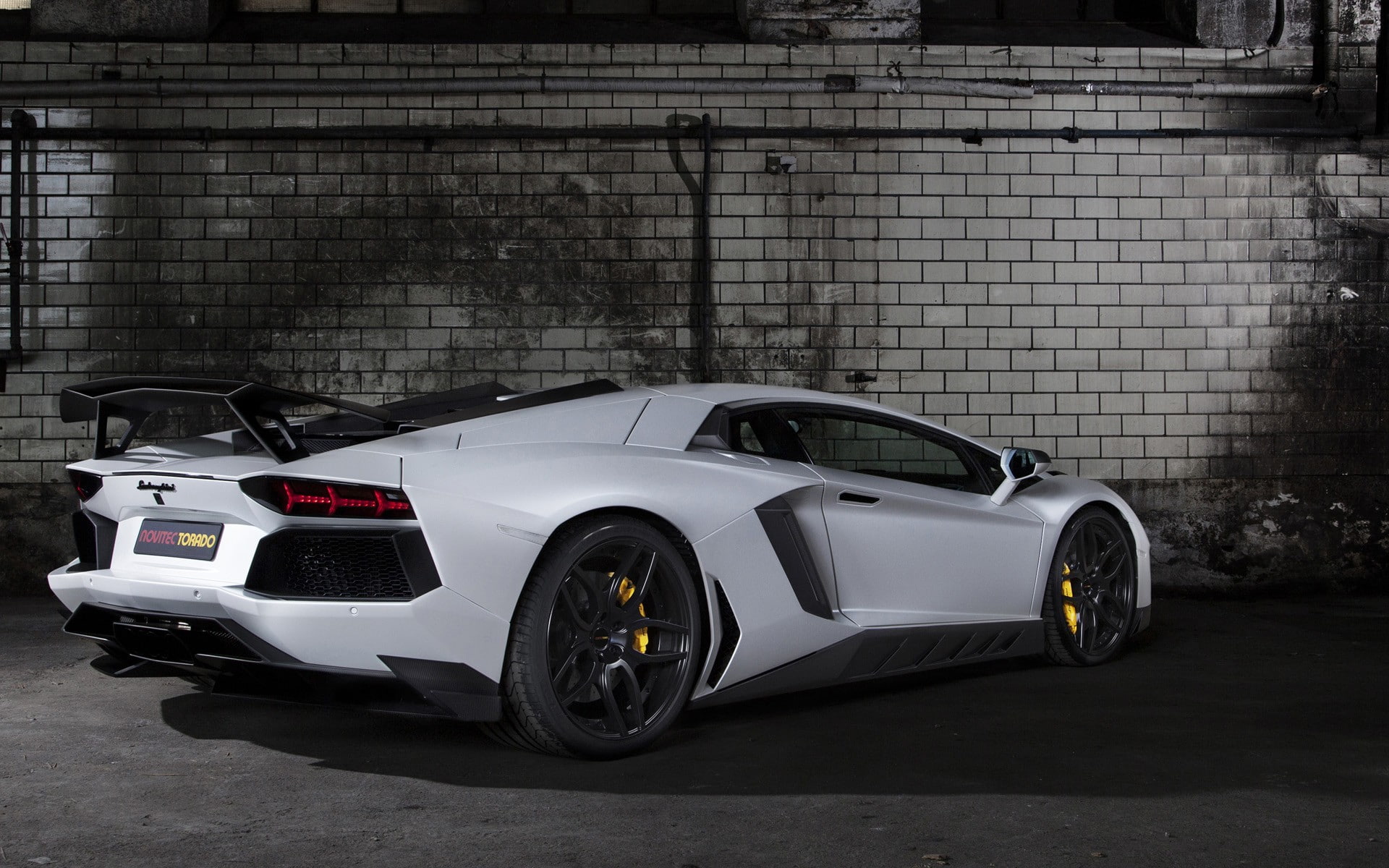 sign, motor vehicle, motor racing track, city, transportation, Lamborghini, speed, wheel, indoors, car, architecture, safety, Novitec, 1080P, day, Novitec Torado, HD Wallpaper