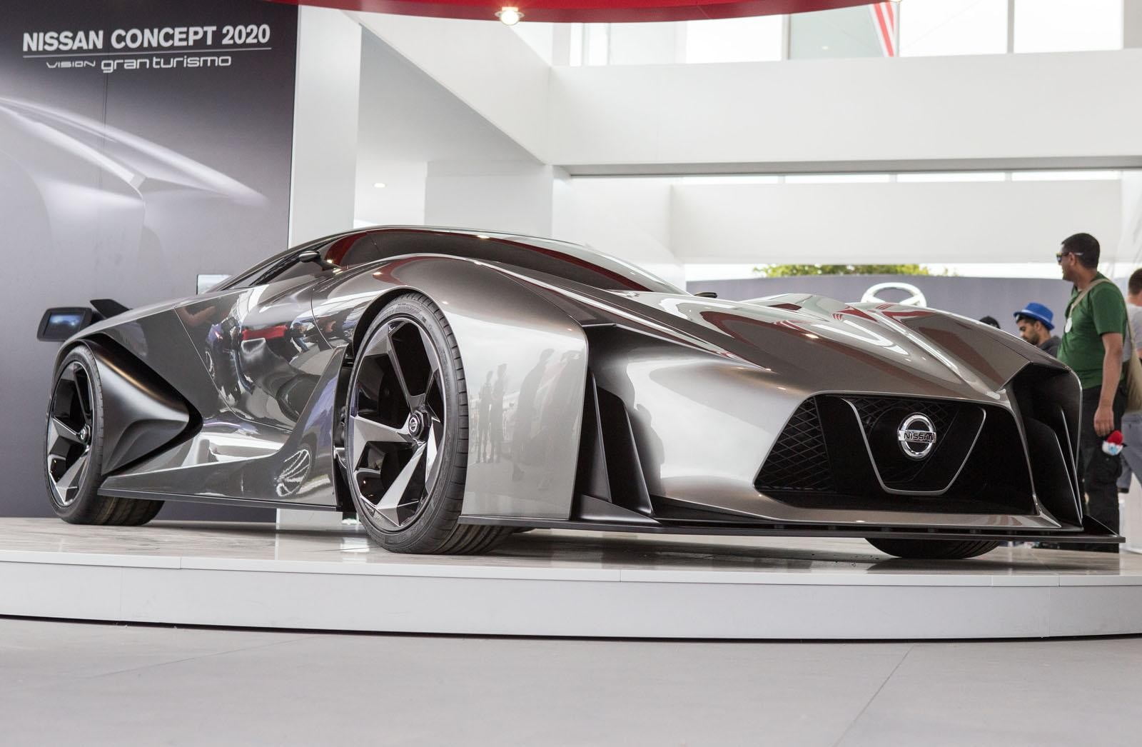 Nissan, land vehicle, transportation, day, men, car, silver, consumerism, indoors, 720P, retail, concept, Super Car , Nissan Concept 2020, automobile industry, HD Wallpaper