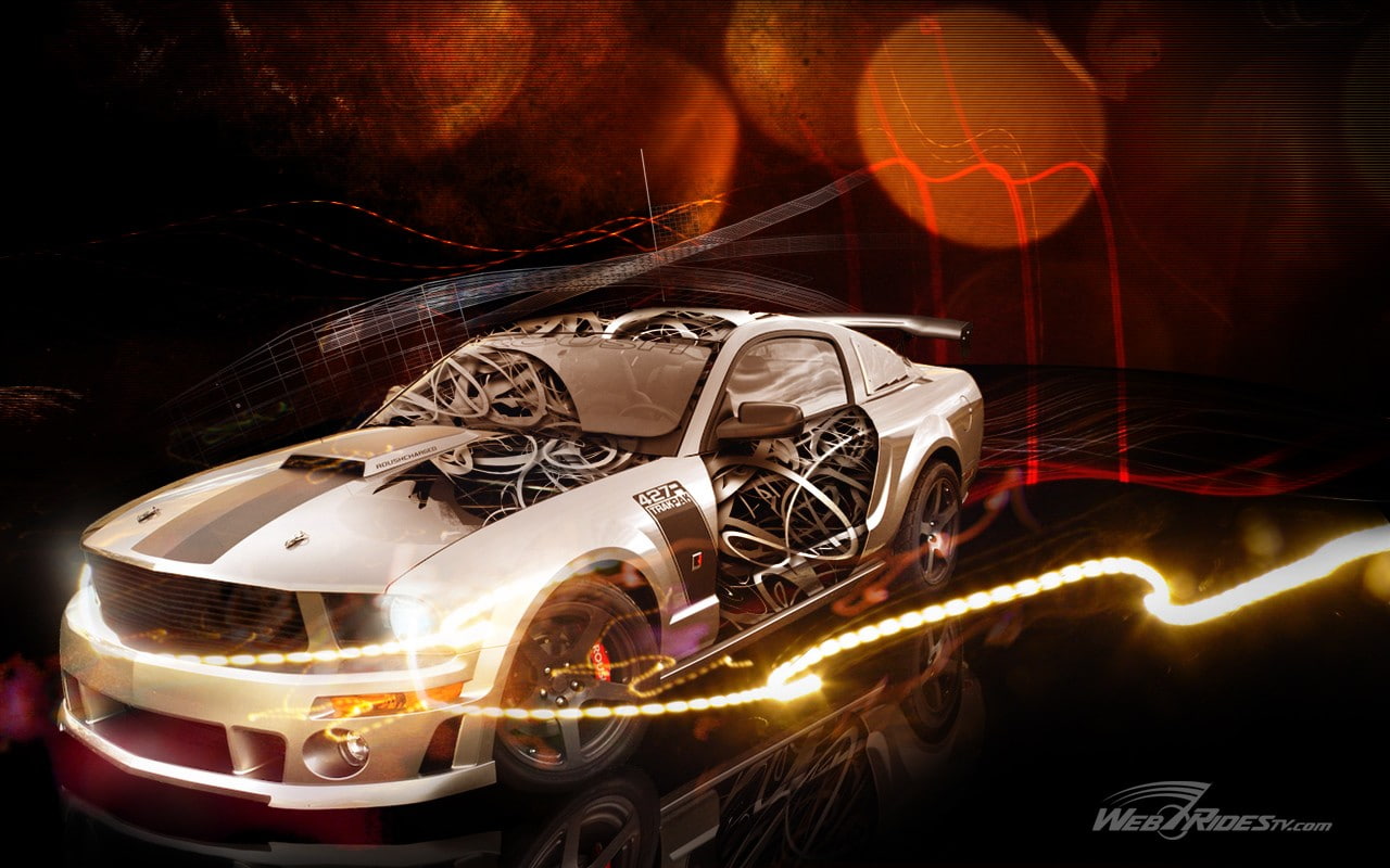 mode of transportation, sports car, illuminated, no people, indoors, night, car accident, speed, transportation, automobile industry, motion, reflection, HD Wallpaper