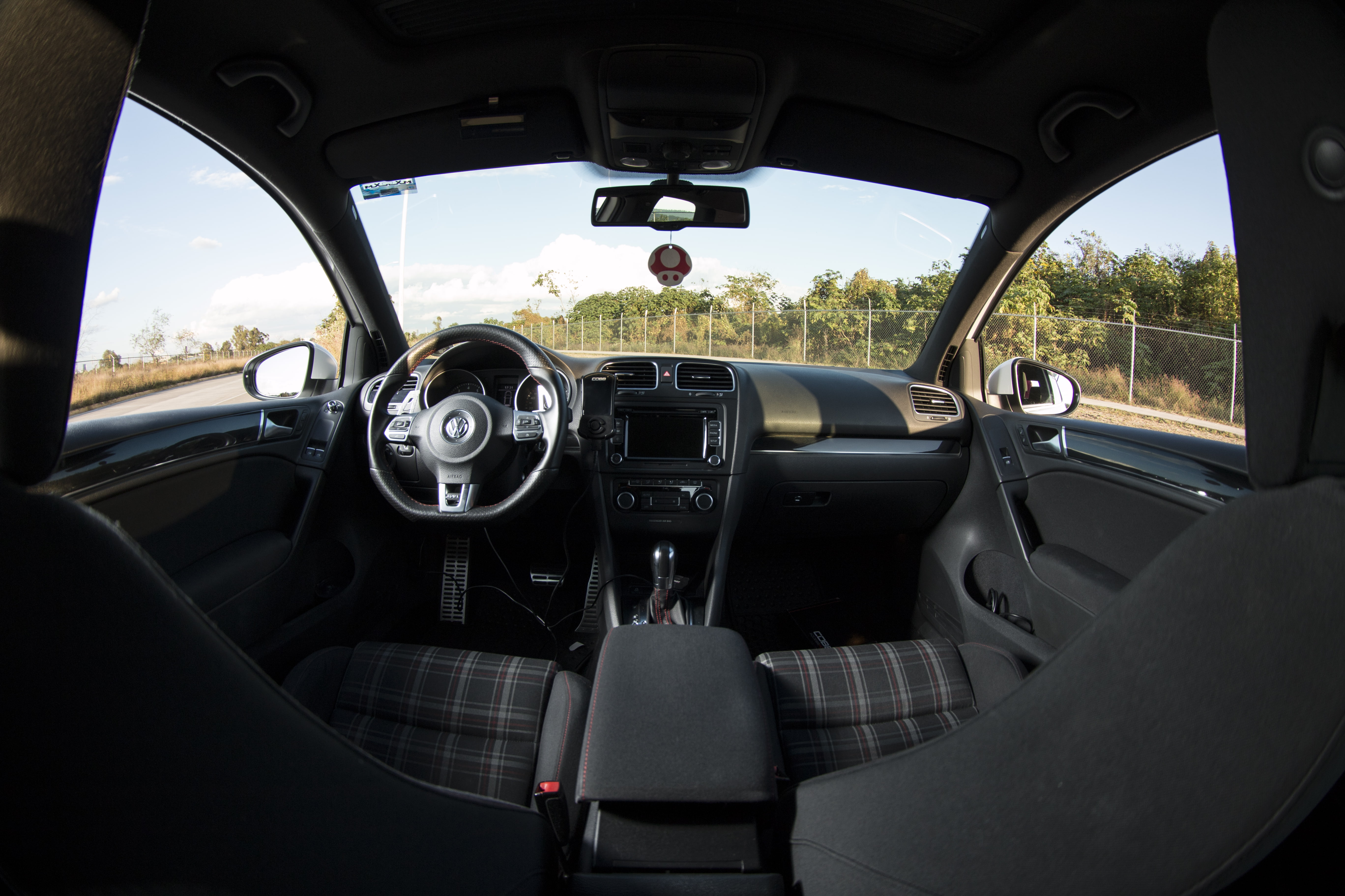 mode of transportation, indoors, 5K, Mexico, glass - material, transparent, VW Golf 6 GTI, nature, car, AMG Black Series, GTI, steering wheel, car interior, HD Wallpaper