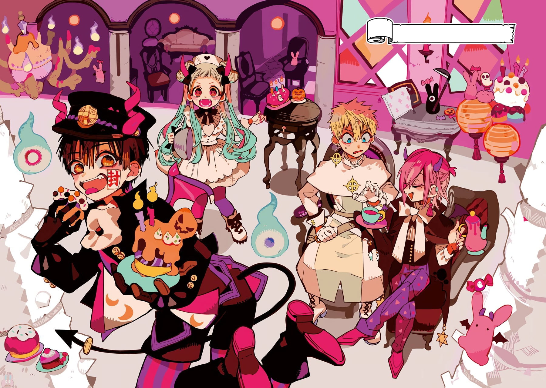 720P, Jibaku Sounen Hanako-kun, Yashiro Nene, Mitsuba Sousuke, Minamoto Kou, Amane Yugi, HD Wallpaper