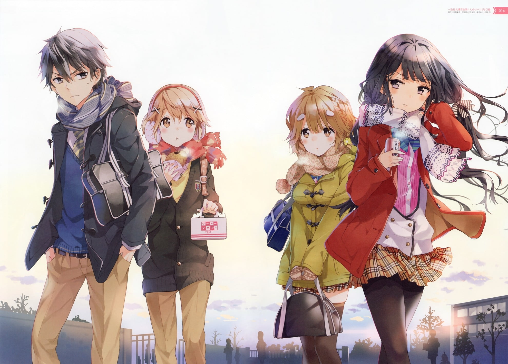 girls, three quarter length, friendship, standing, anime, childhood, child, group of people, leisure activity, real people, four, females, illustration, HD Wallpaper