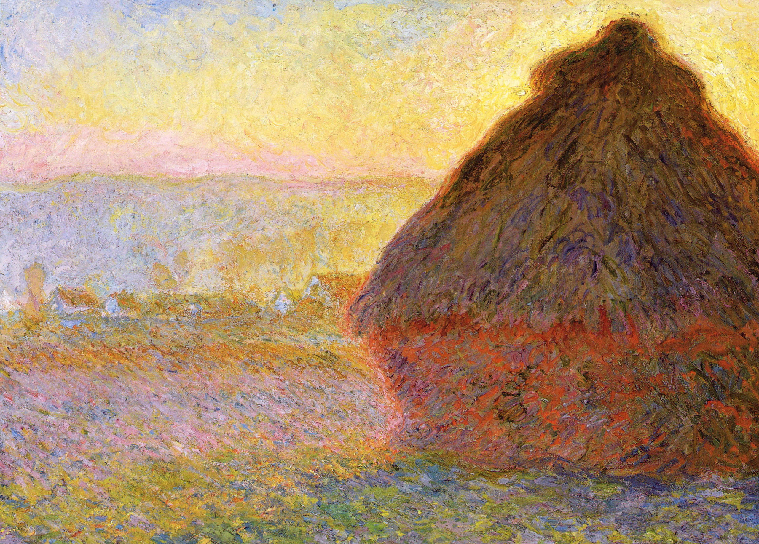 landscape, 2K, Haystack at Sunset, picture, Claude Monet, HD Wallpaper