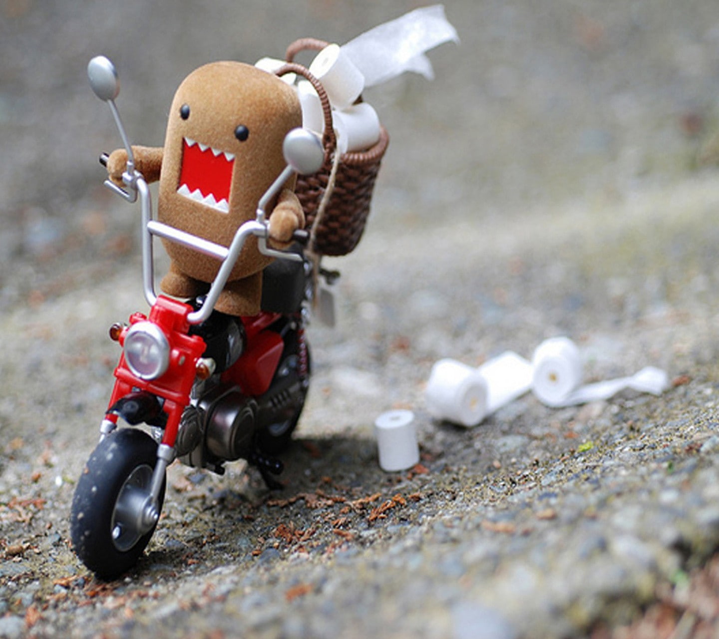 creativity, 720P, outdoors, transportation, teddy bear, road, humor, figurine, selective focus, stuffed toy, human representation, robot, childhood, motorcycle, HD Wallpaper