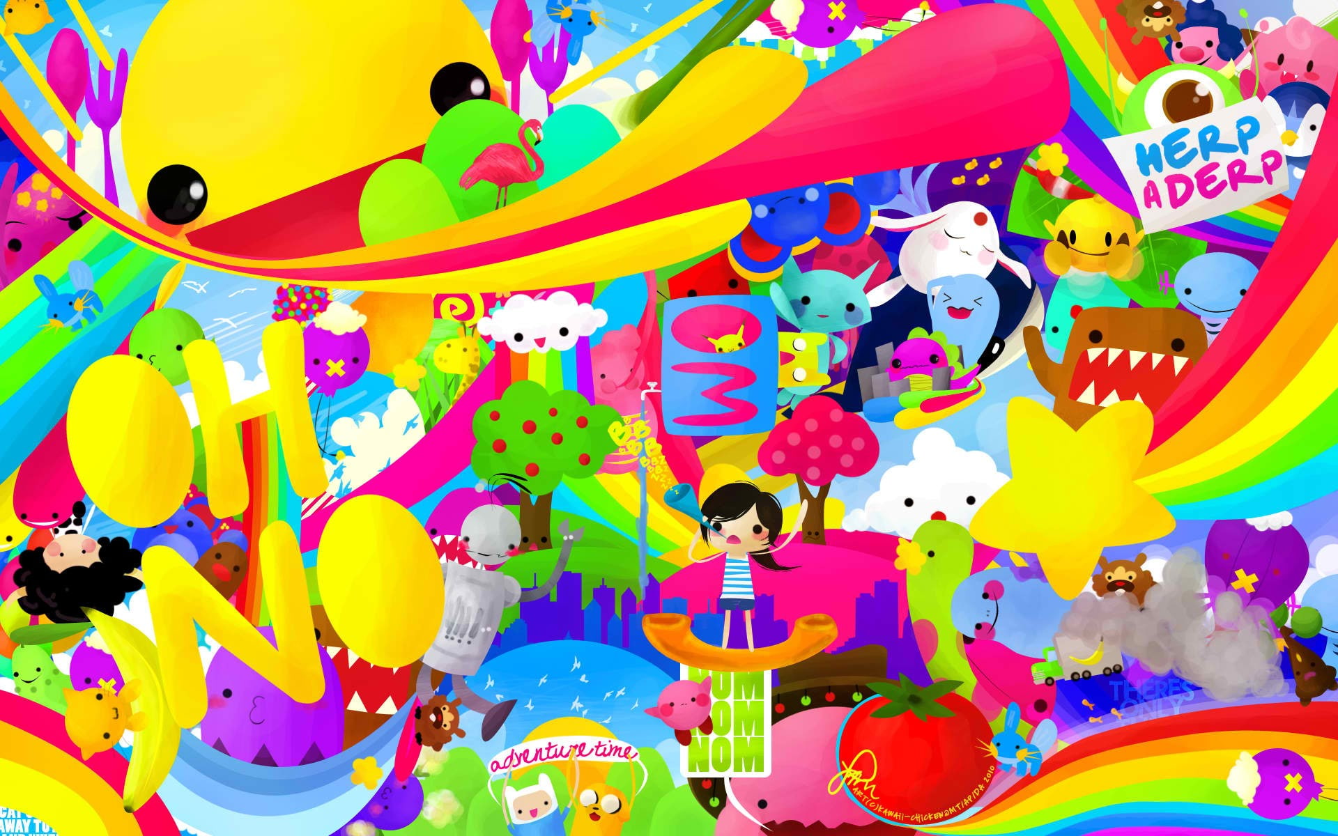 domo, 1080P, colors, pokemon, rainbows, adventure, time, HD Wallpaper