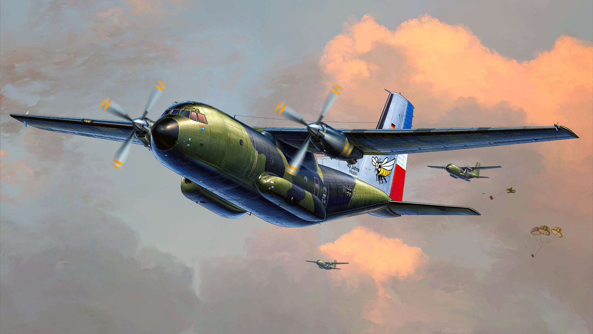 C.160, Transall, 1080P, The German air force, the average military transport aircraft, Transport Allianz, HD Wallpaper