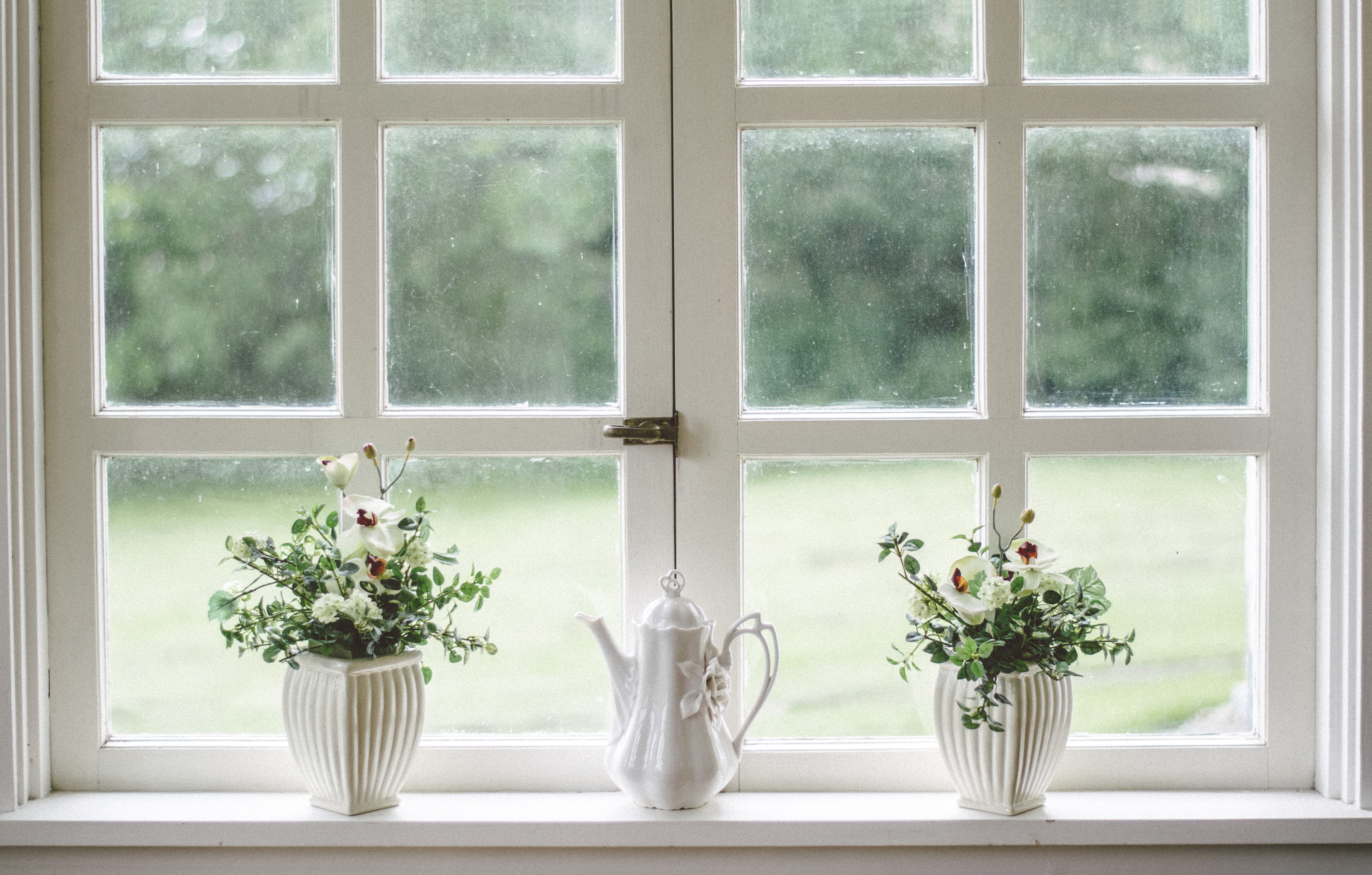 window sill, flower pot, nature, flower arrangement, 5K, growth, vase, flower, decoration, beauty in nature, transparent, flowering plant, window, tow, HD Wallpaper