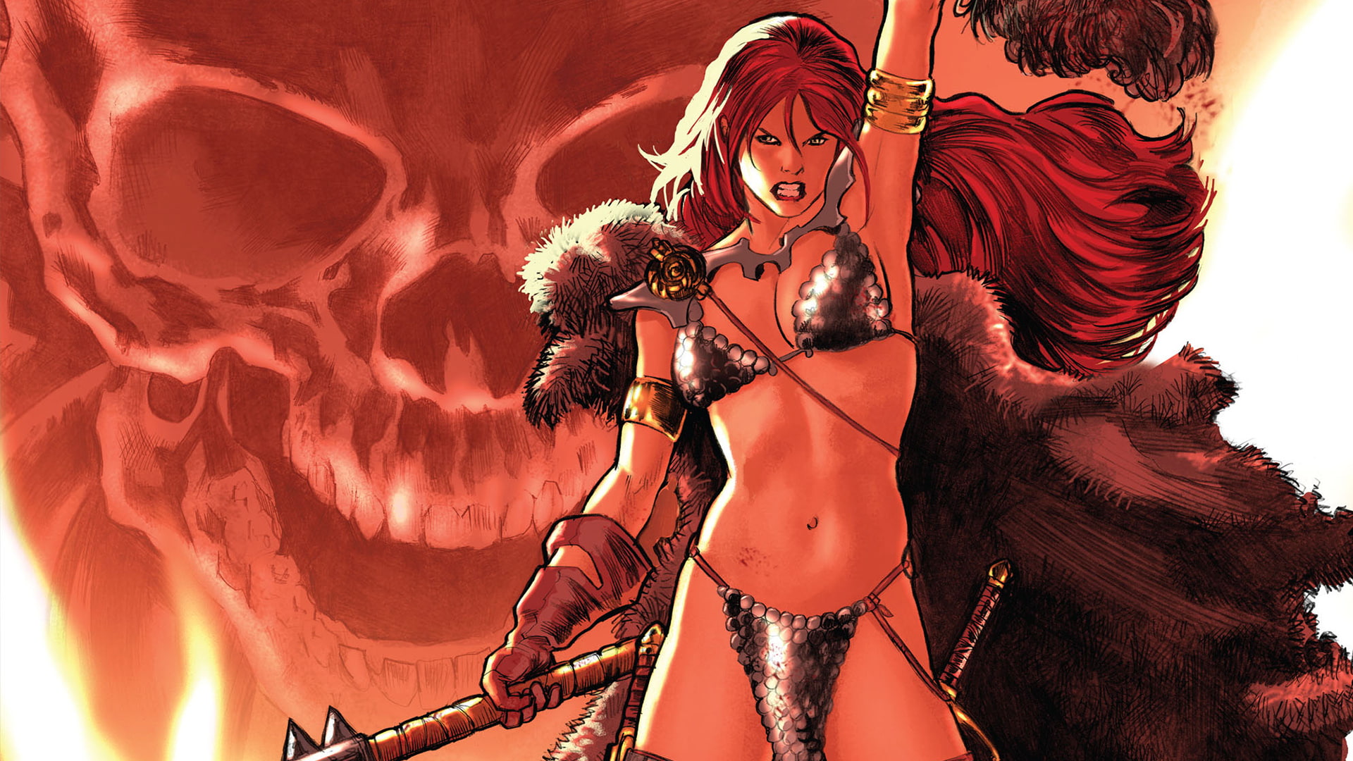 red, 1080P, redhead, sonja, cartoon/comic, hd, HD Wallpaper