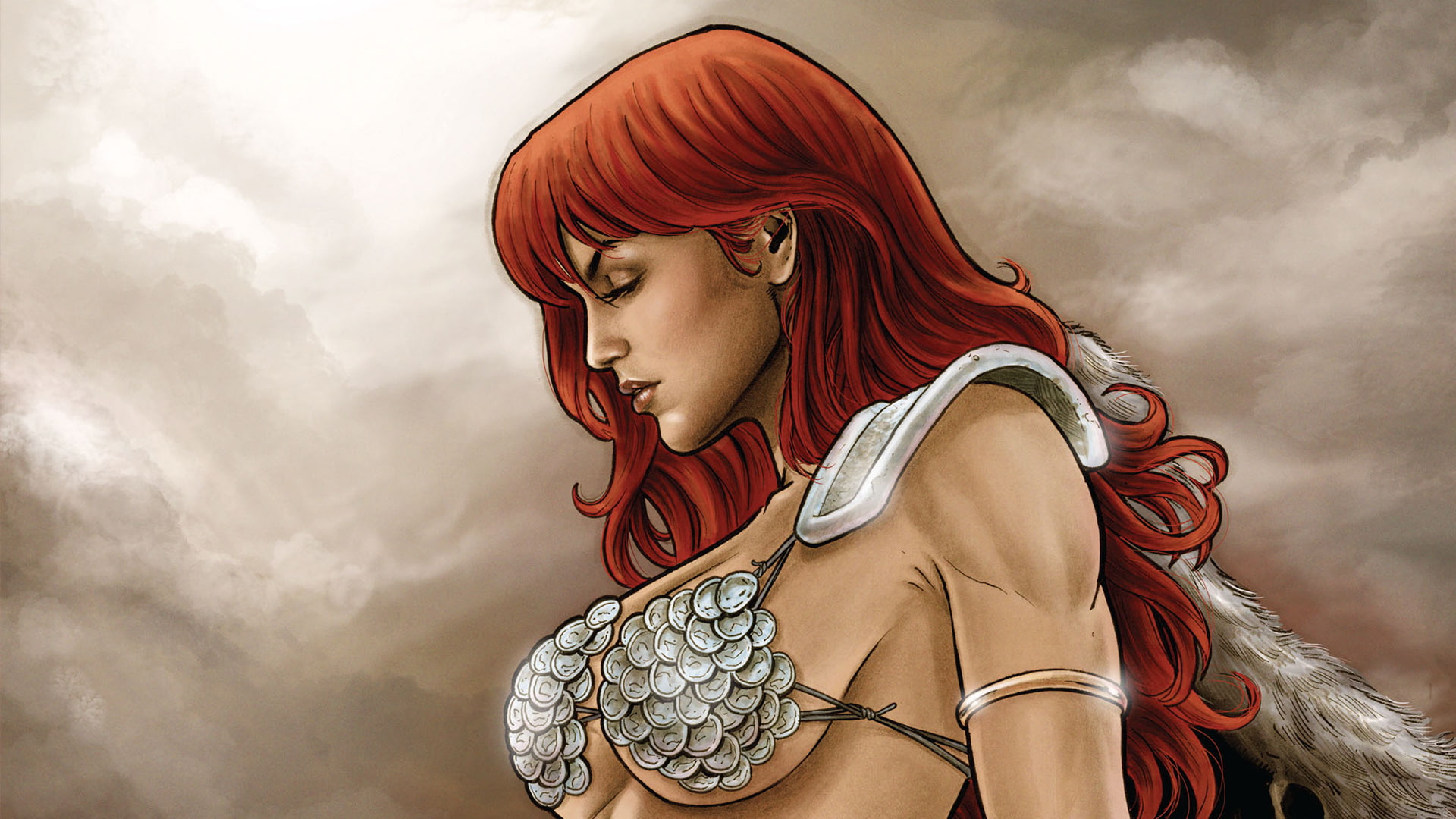 redhead, orange, red, character, cartoon/comic, hd, 1080P, sonja, hair, female, HD Wallpaper
