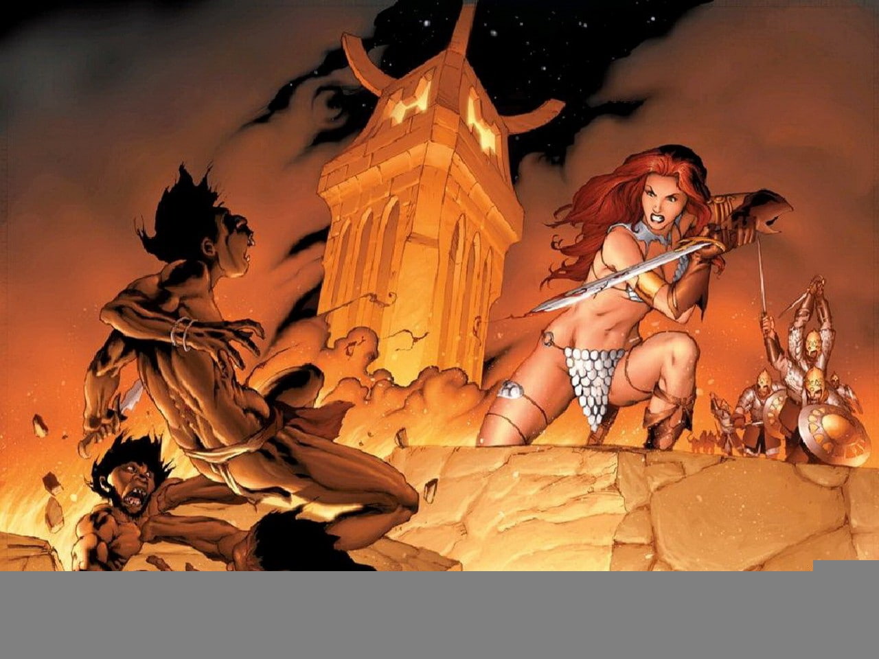 comics, red, woman, haired, anime, sonja, character, 720P, hd, HD Wallpaper