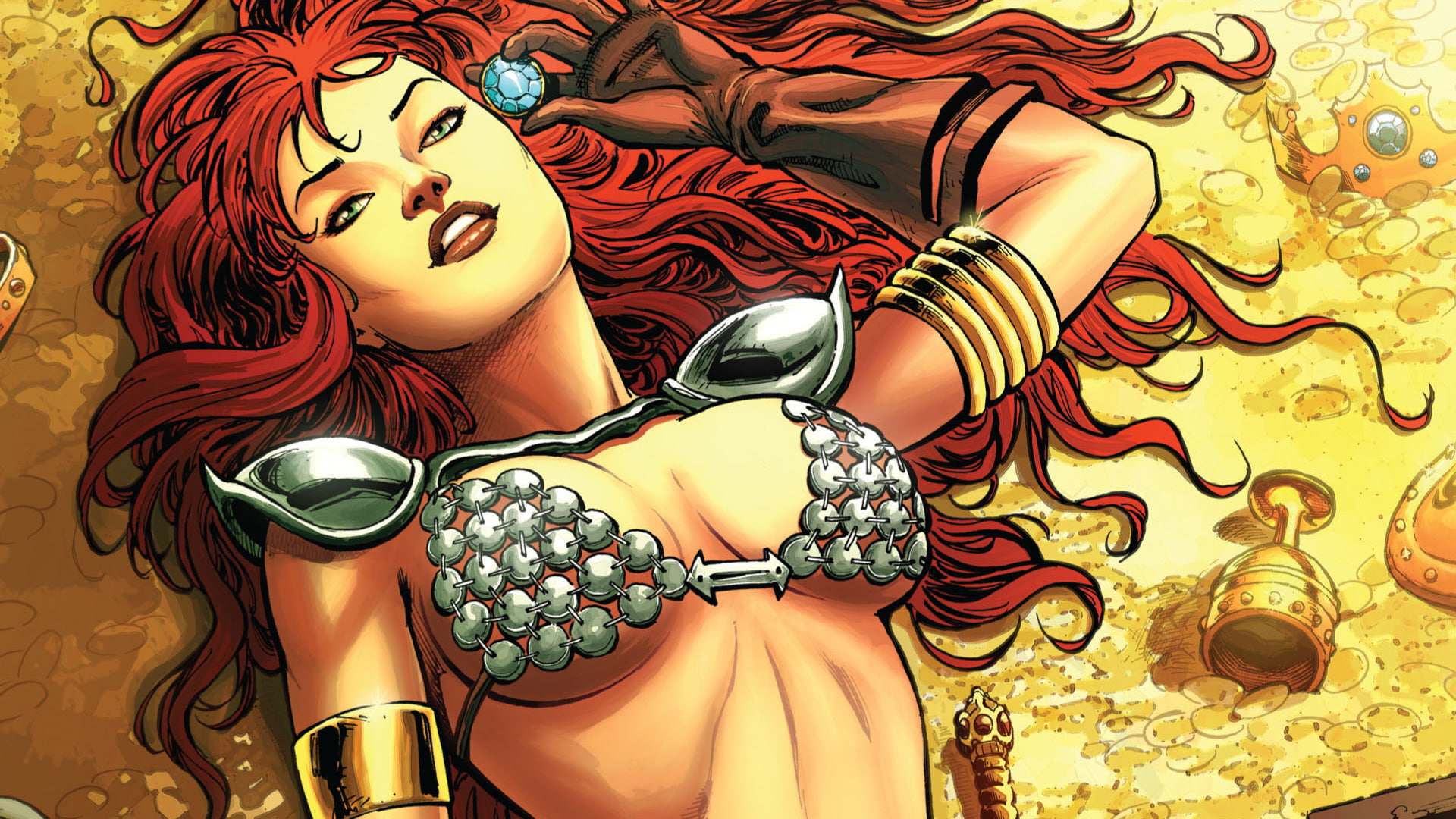redhead, 1080P, hd, red, sonja, cartoon/comic, HD Wallpaper