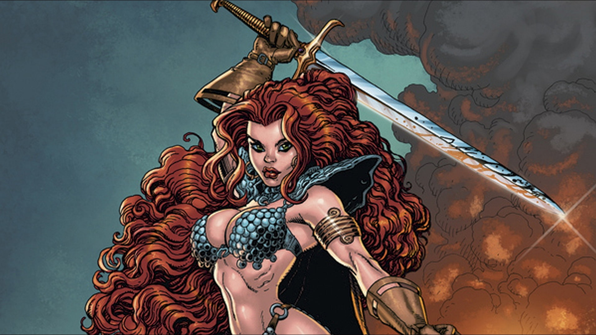 hd, haired, red, 1080P, comics, woman, character, sonja, HD Wallpaper